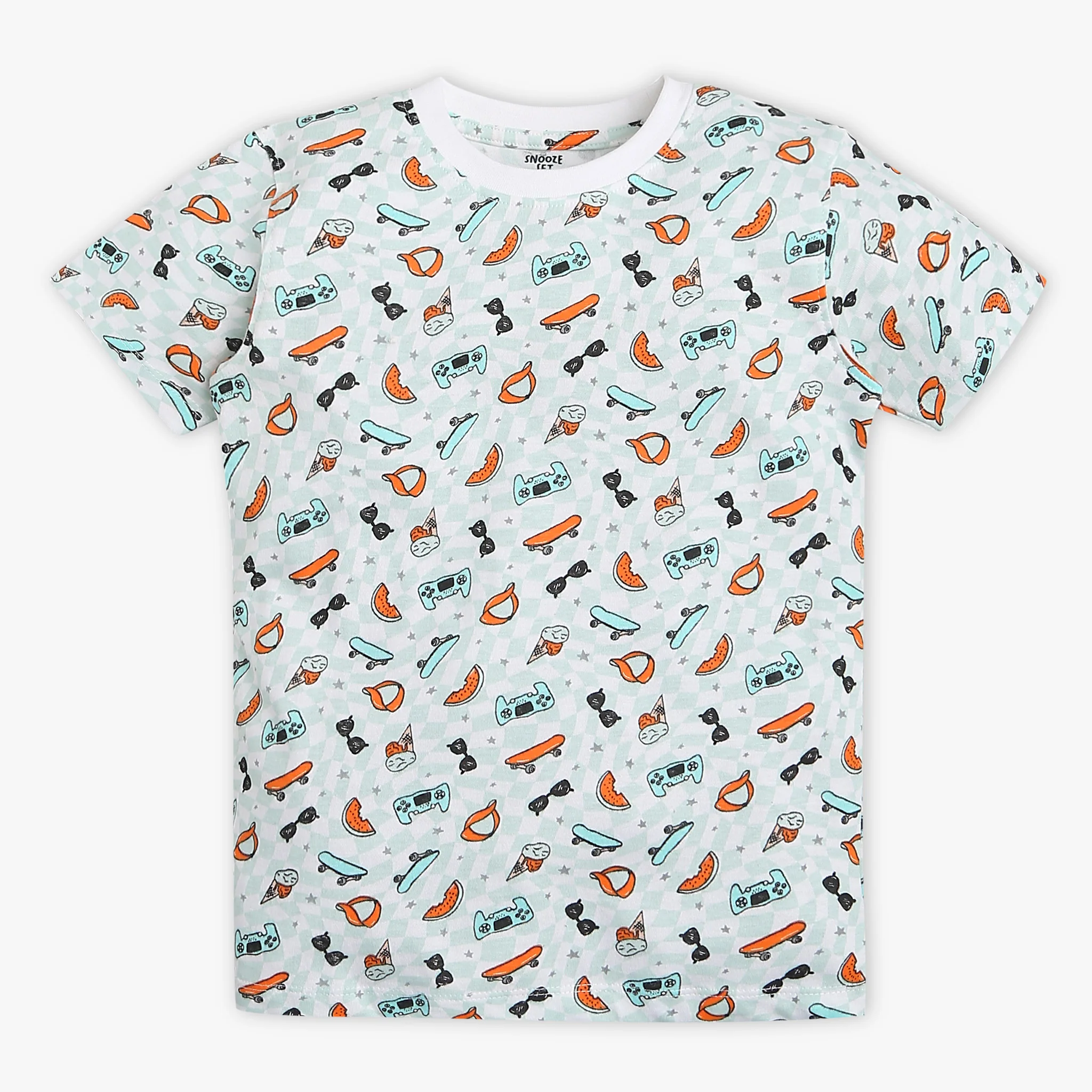 Boys Crew Neck All Over Print T-Shirt & Shorts Sets - Image 2