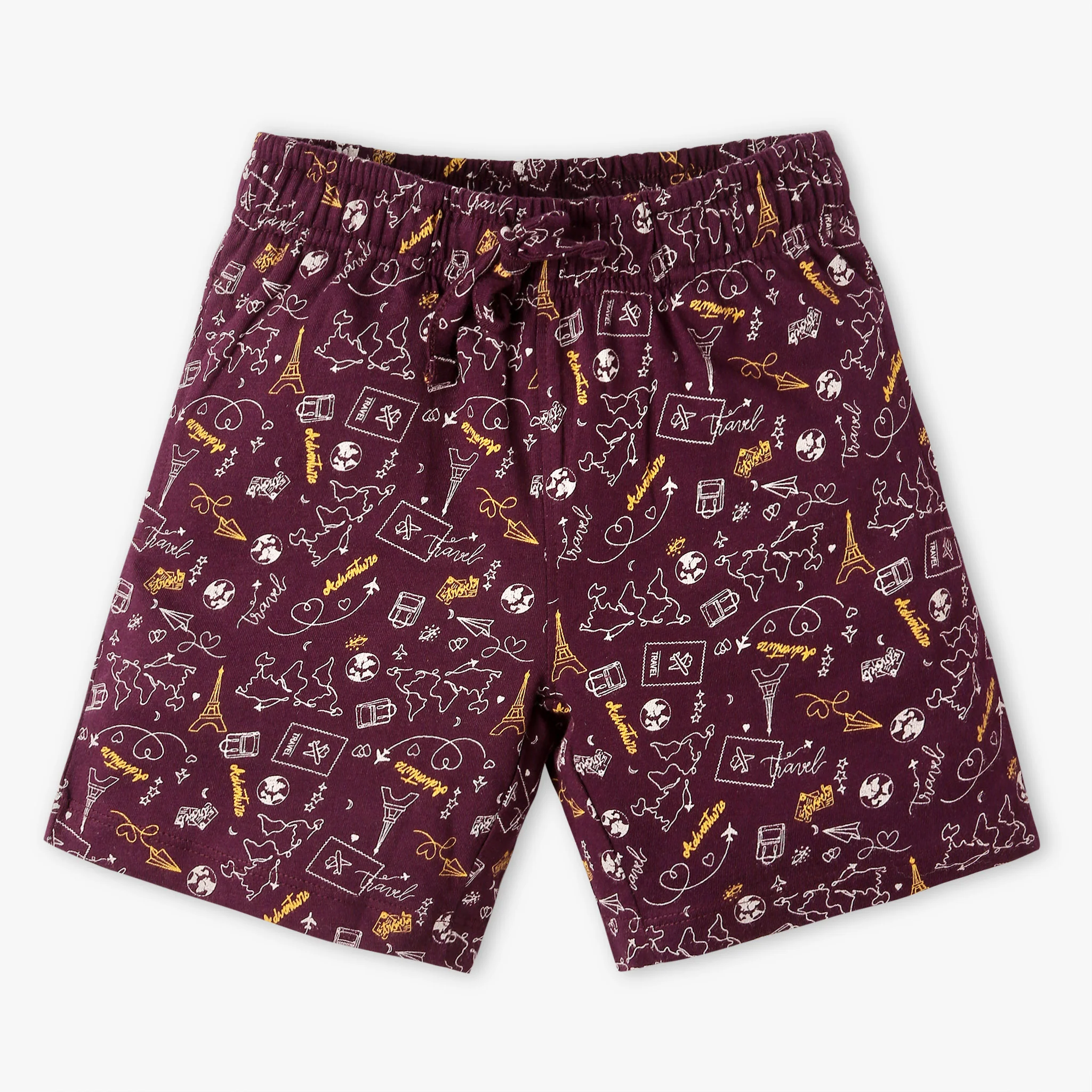 Boys All Over Print Full Length Crew Neck Half Sleeve T-Shirt With Short Sleepwear Set - Image 3