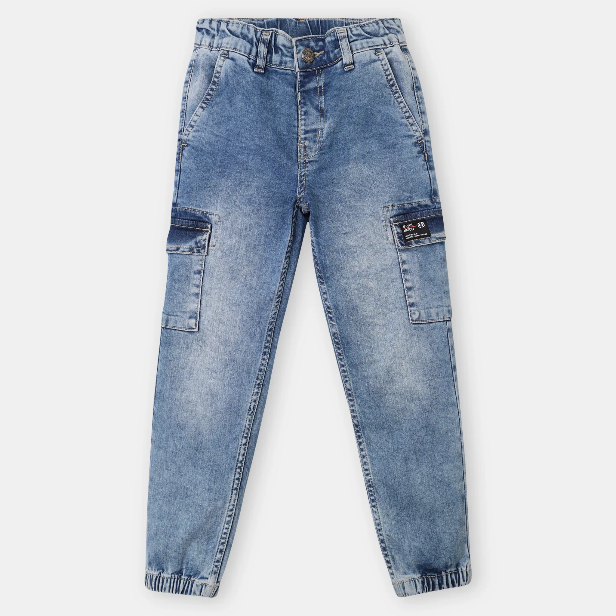 Boys Regular Fit Cut And Sew Mid Rise Joggers