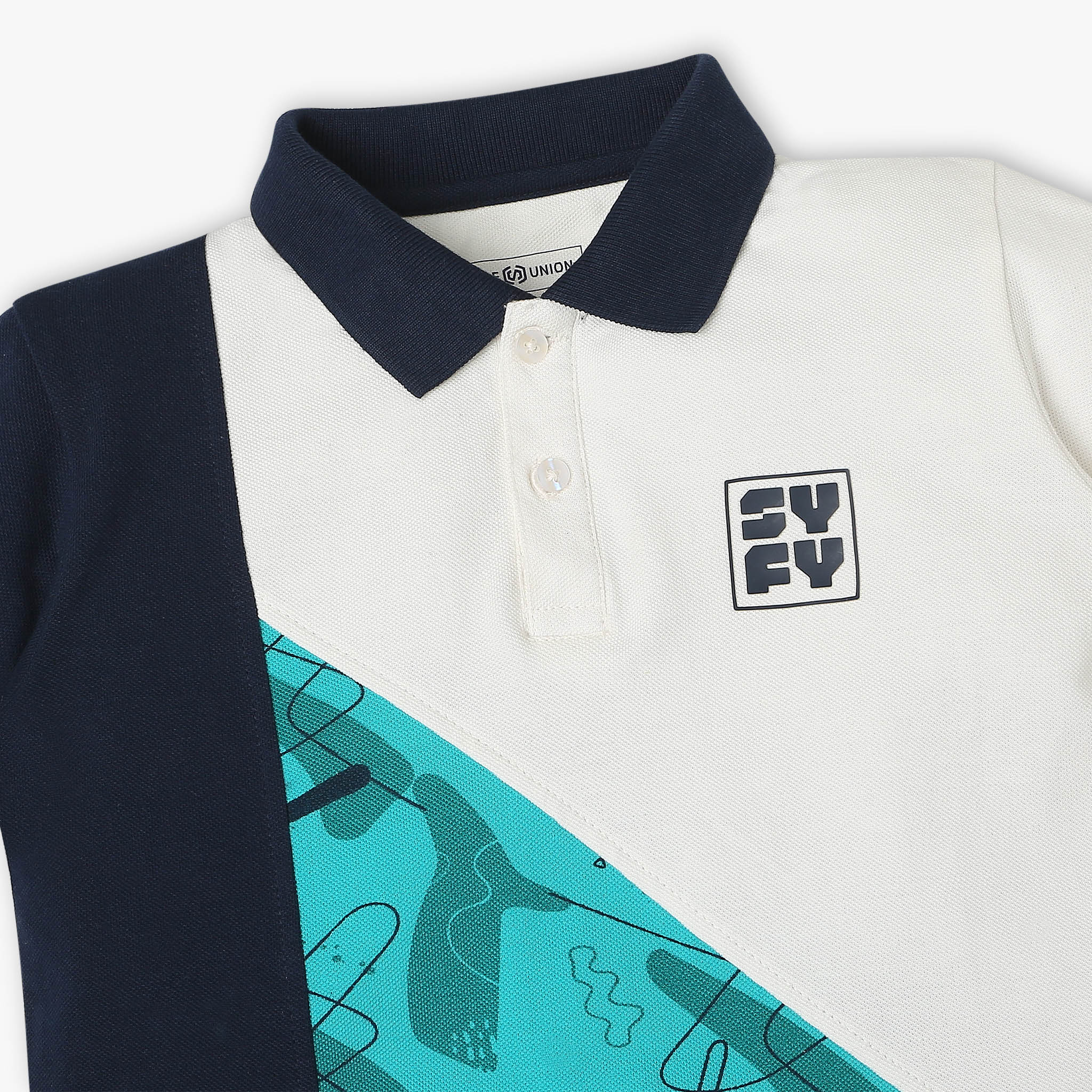 Boys Regular Fit Cut And Sew Polo T-Shirt - Image 3