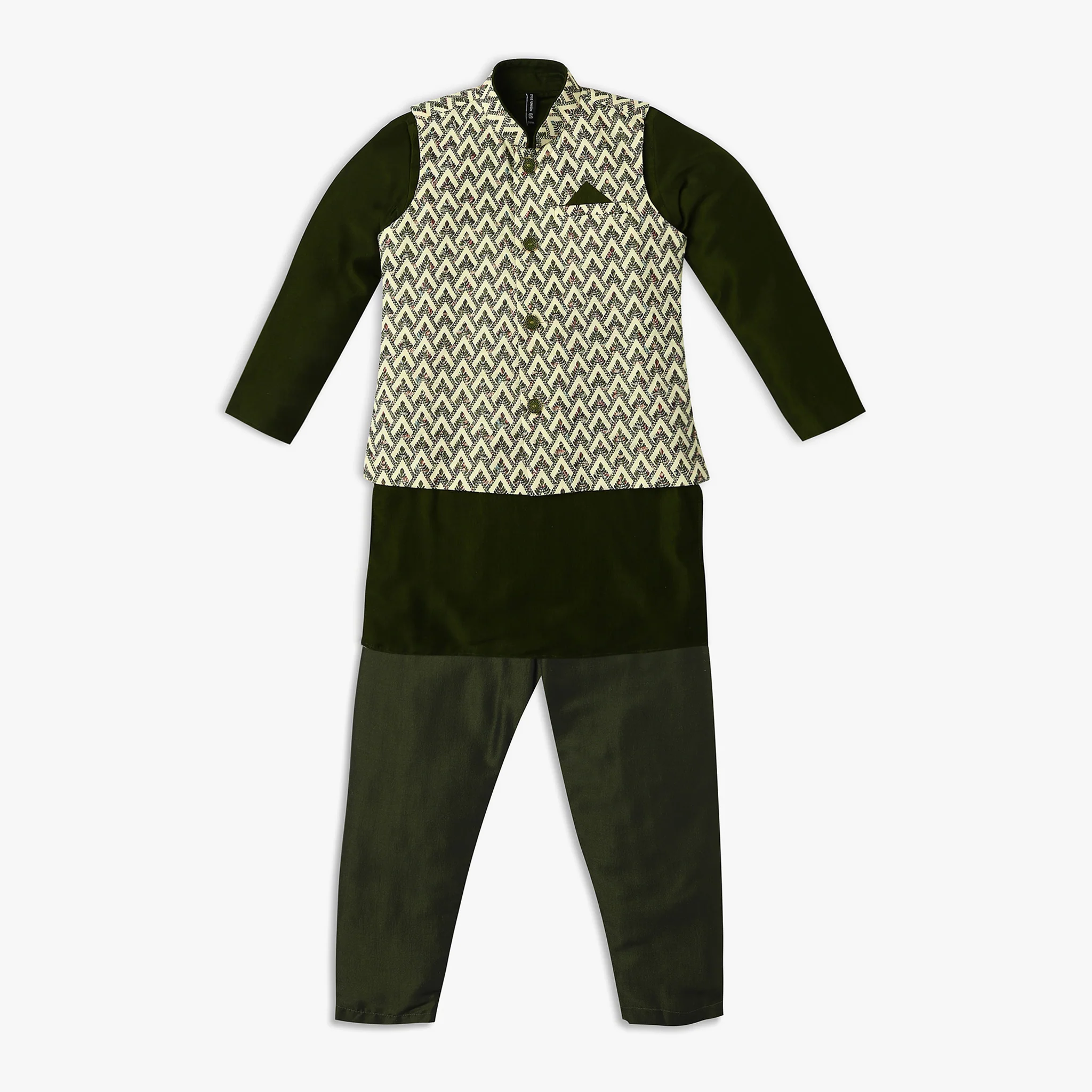 Boys Regular Fit Embellished Kurta & Pant With Jacket Set - Image 7