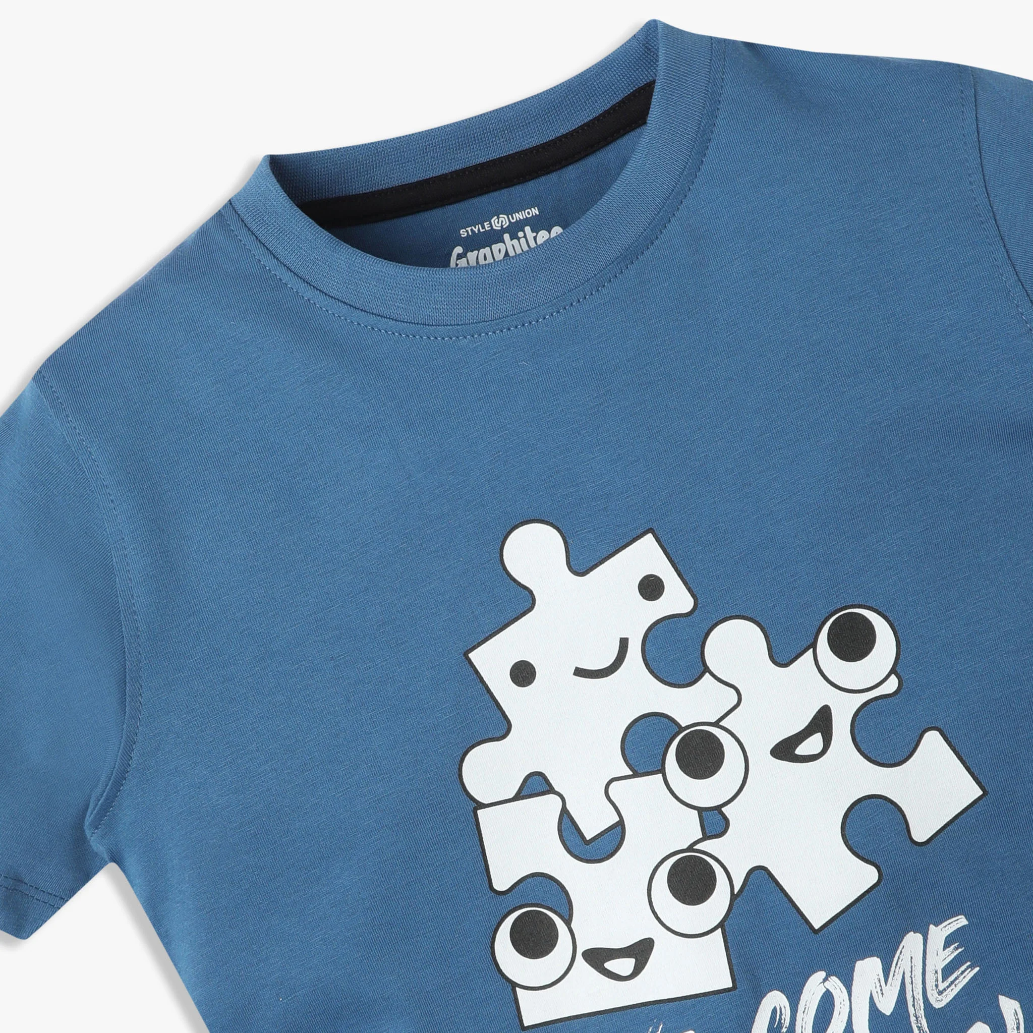Boys Graphic Crew Neck Half Sleeve T-Shirt - Image 3