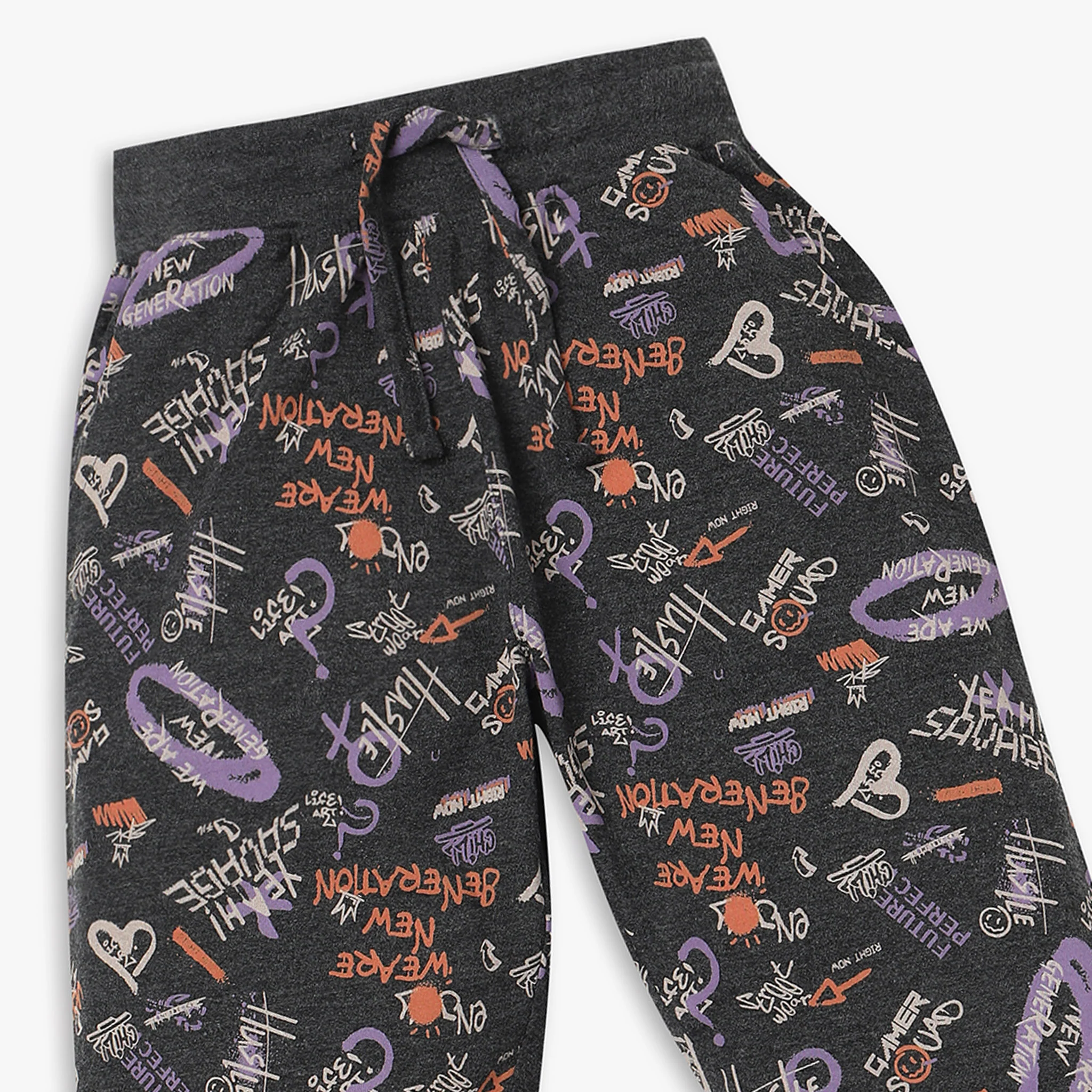 Boys Knitted Printed T-Shirt With Trackpant Sleepwear Set - Image 6