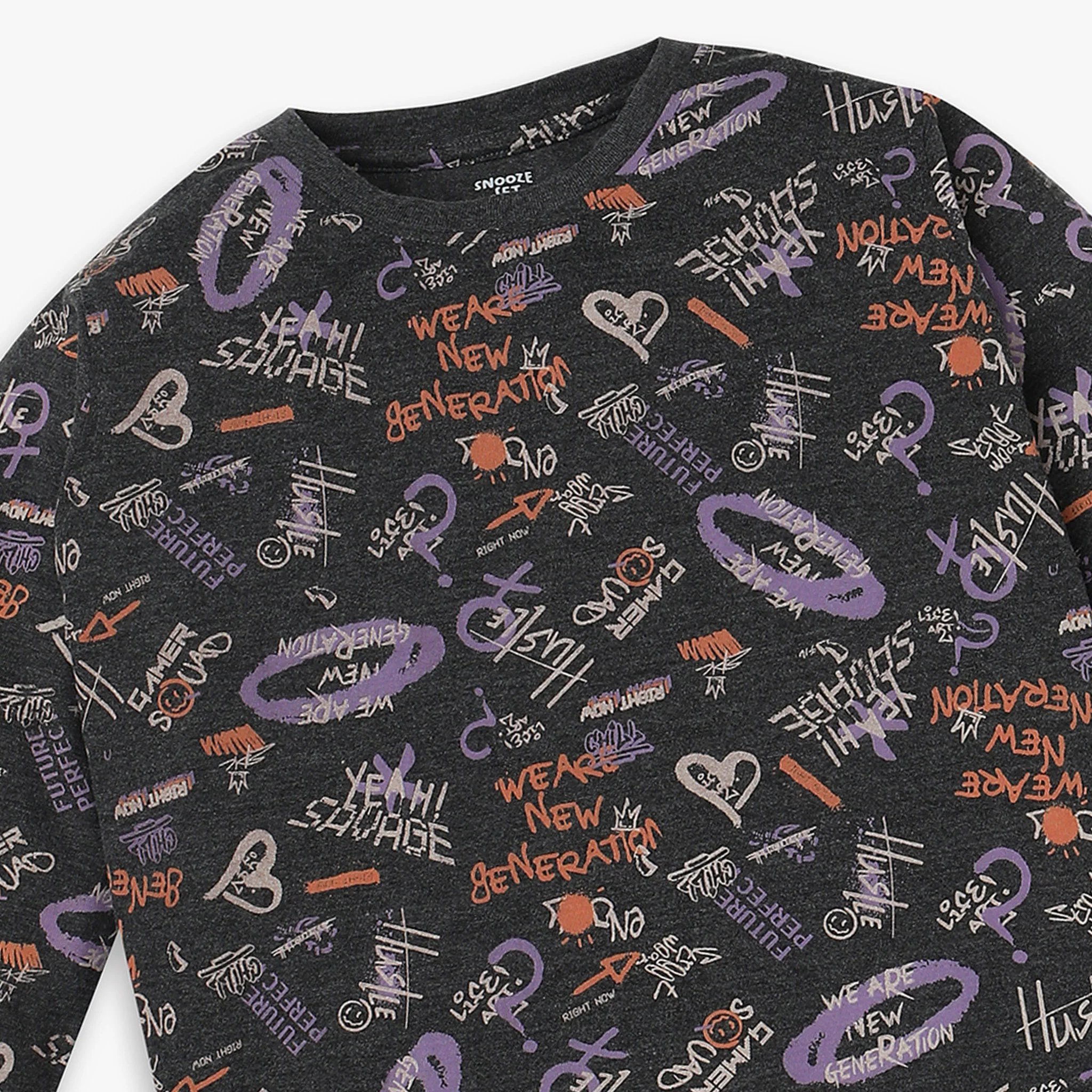 Boys Knitted Printed T-Shirt With Trackpant Sleepwear Set - Image 7
