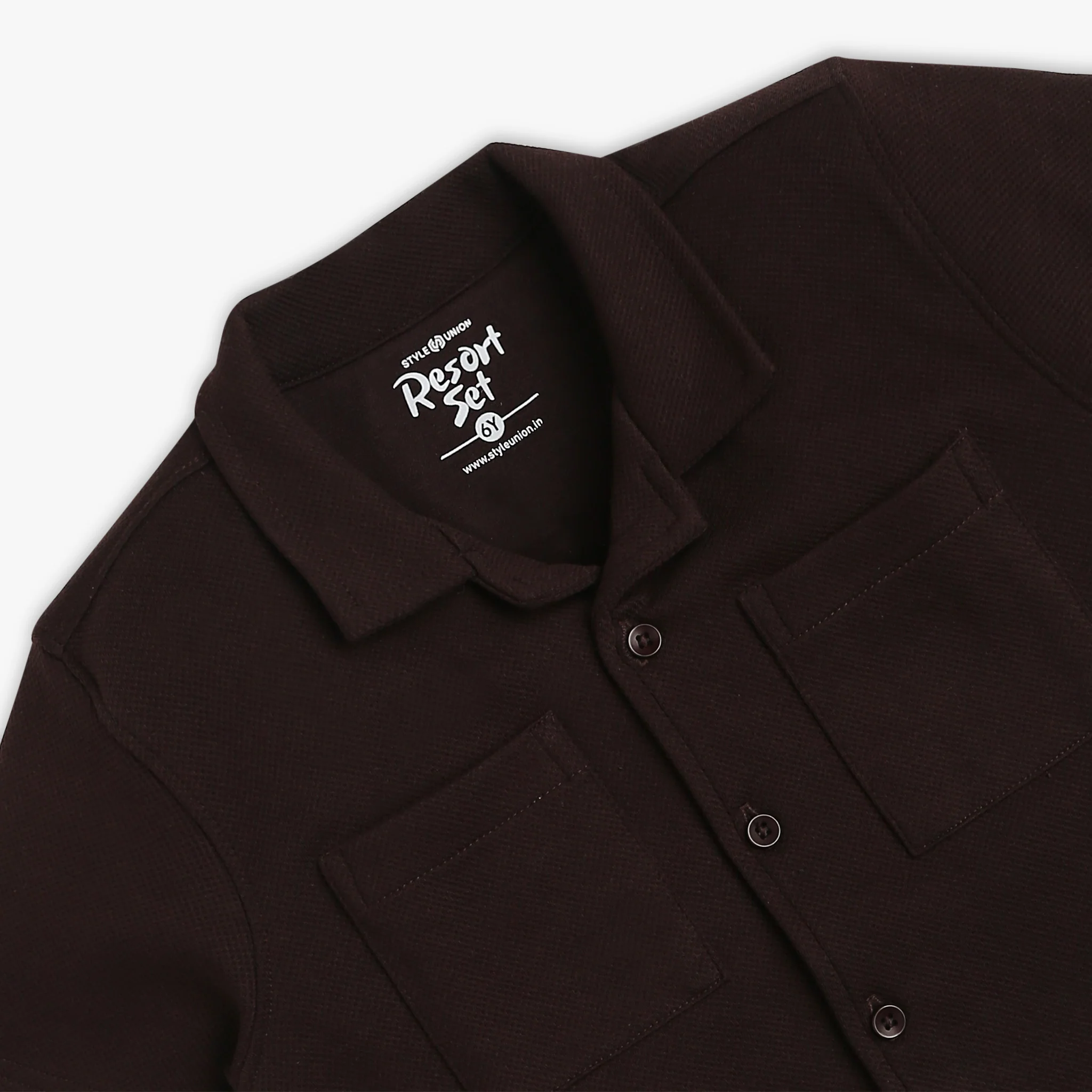 Boys Camp Collar Solid Cuban Shirt - Image 3