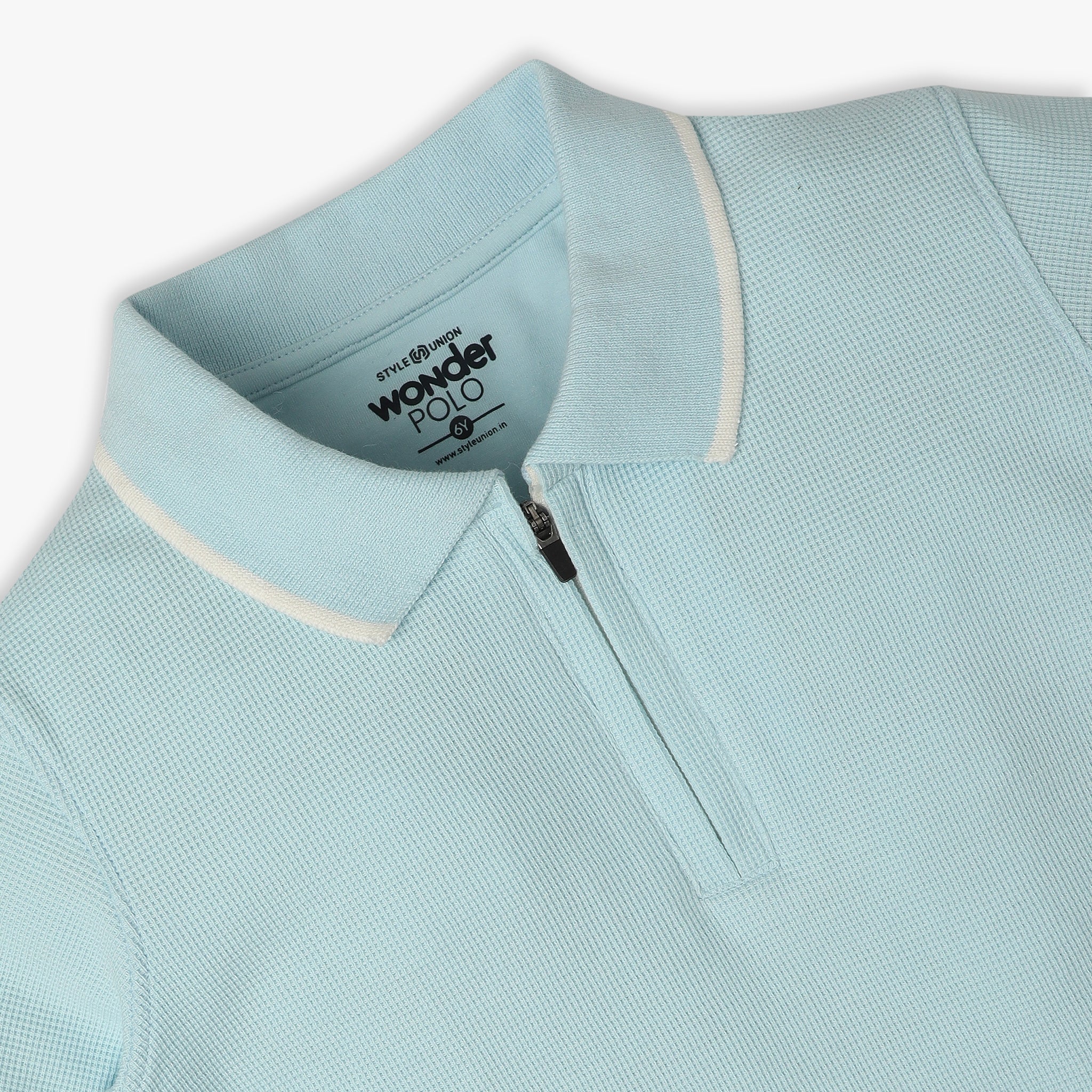 Boys Solid Polo Neck Wonder Reverse Coil Zipper T-Shirt - Image 3