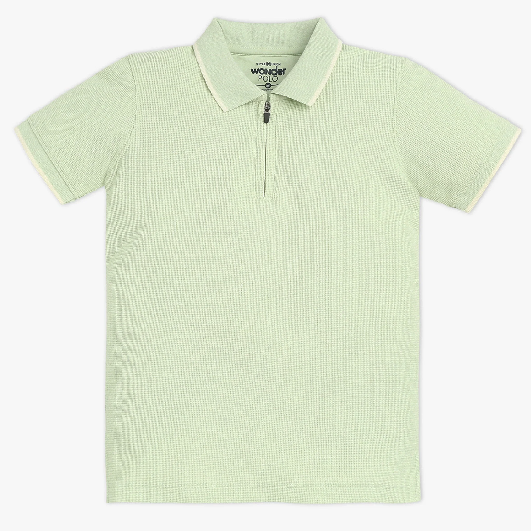 Boys Solid Polo Neck Wonder Reverse Coil Zipper T-Shirt - Image 4