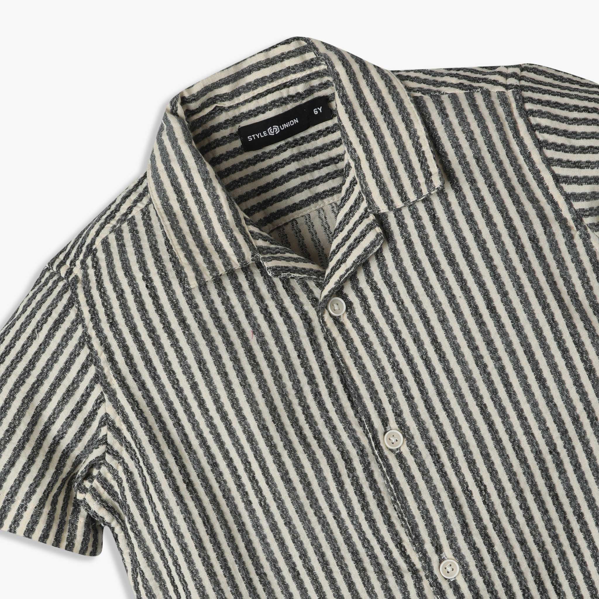 Boys Striped Camp Collar Retreat Half Sleeve Shirt - Image 3