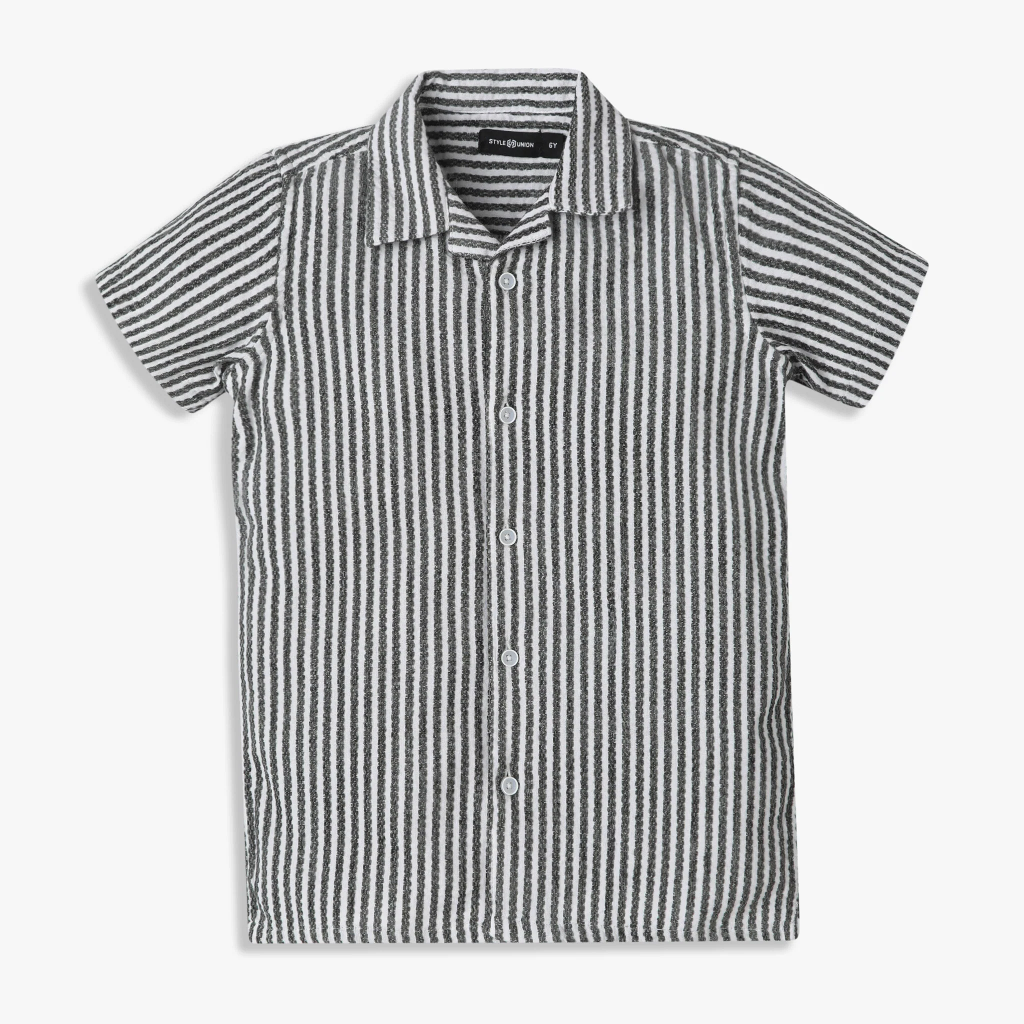 Boys Striped Camp Collar Retreat Half Sleeve Shirt - Image 4