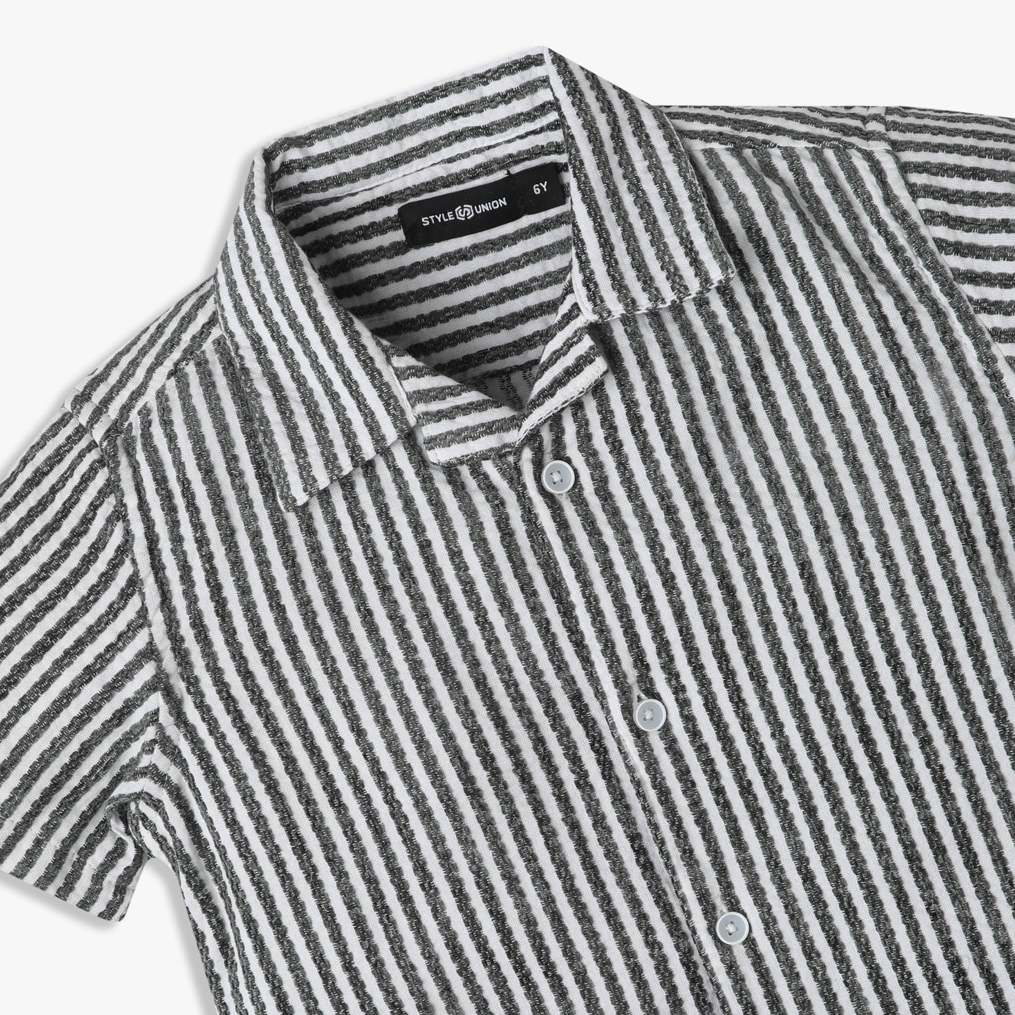 Boys Striped Camp Collar Retreat Half Sleeve Shirt - Image 6