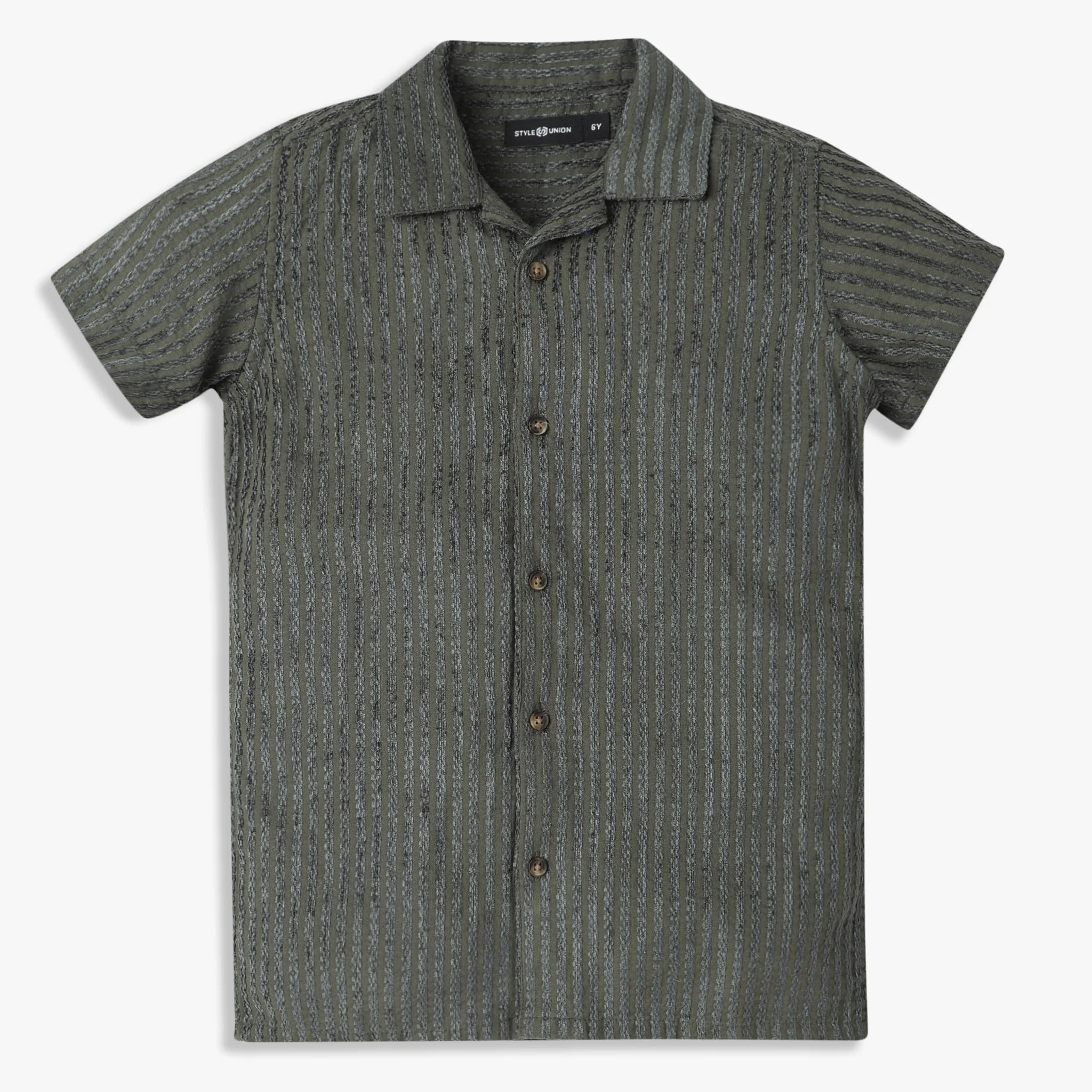 Boys Striped Camp Collar Retreat Half Sleeve Shirt - Image 7