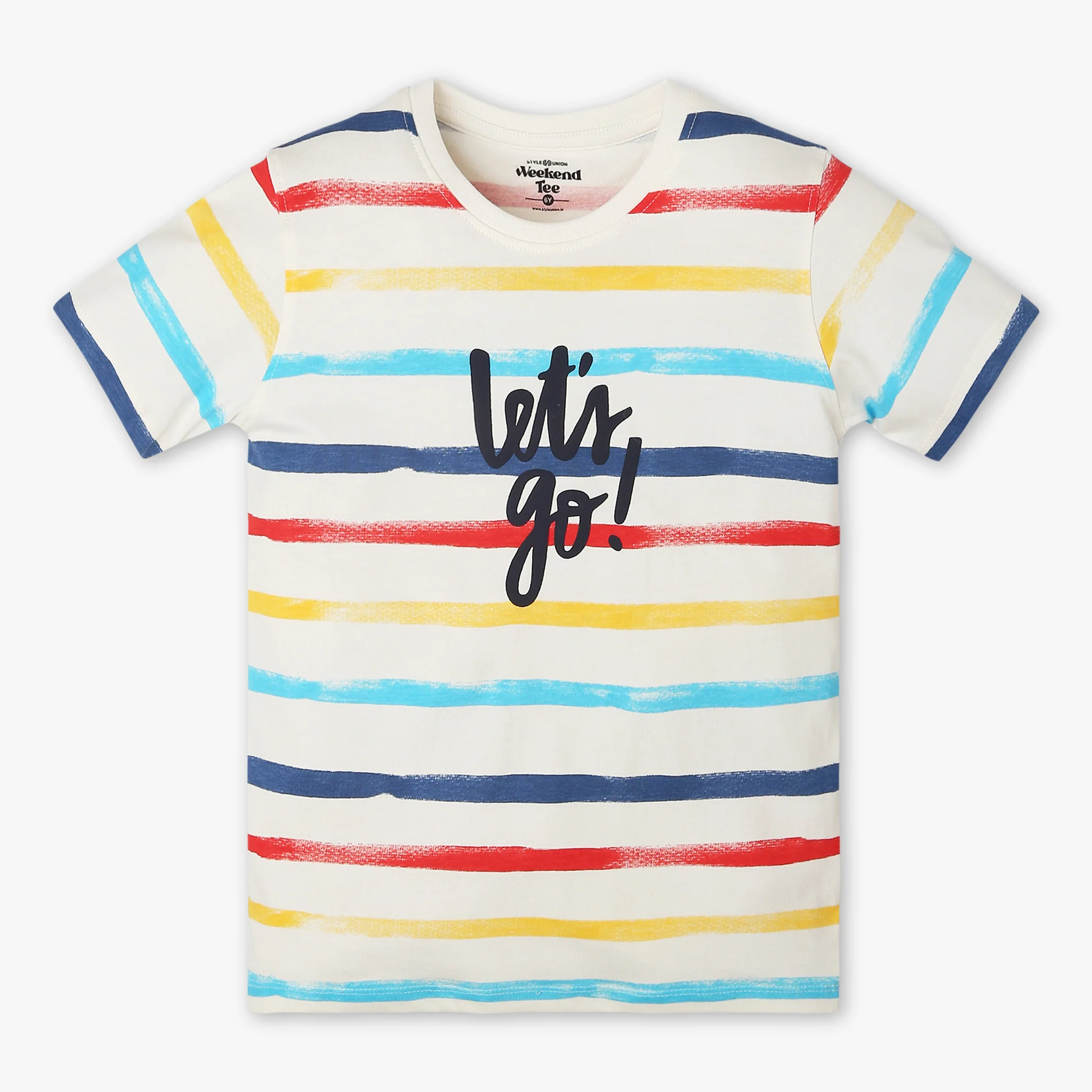 Boys Crew Neck Striped Skiddle Tie & Dye T-Shirt