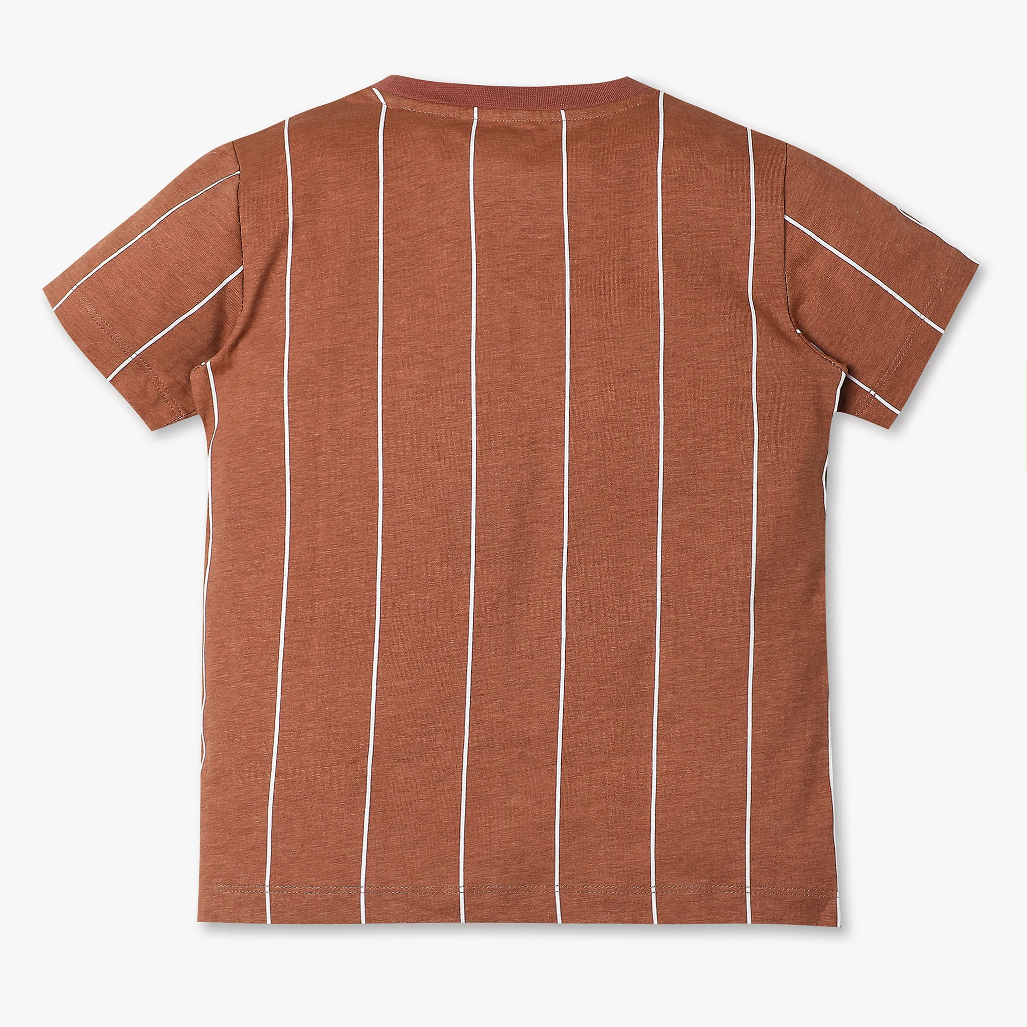 Boys Printed Vertical Striped Crew Neck Weekend T-Shirt - Image 2