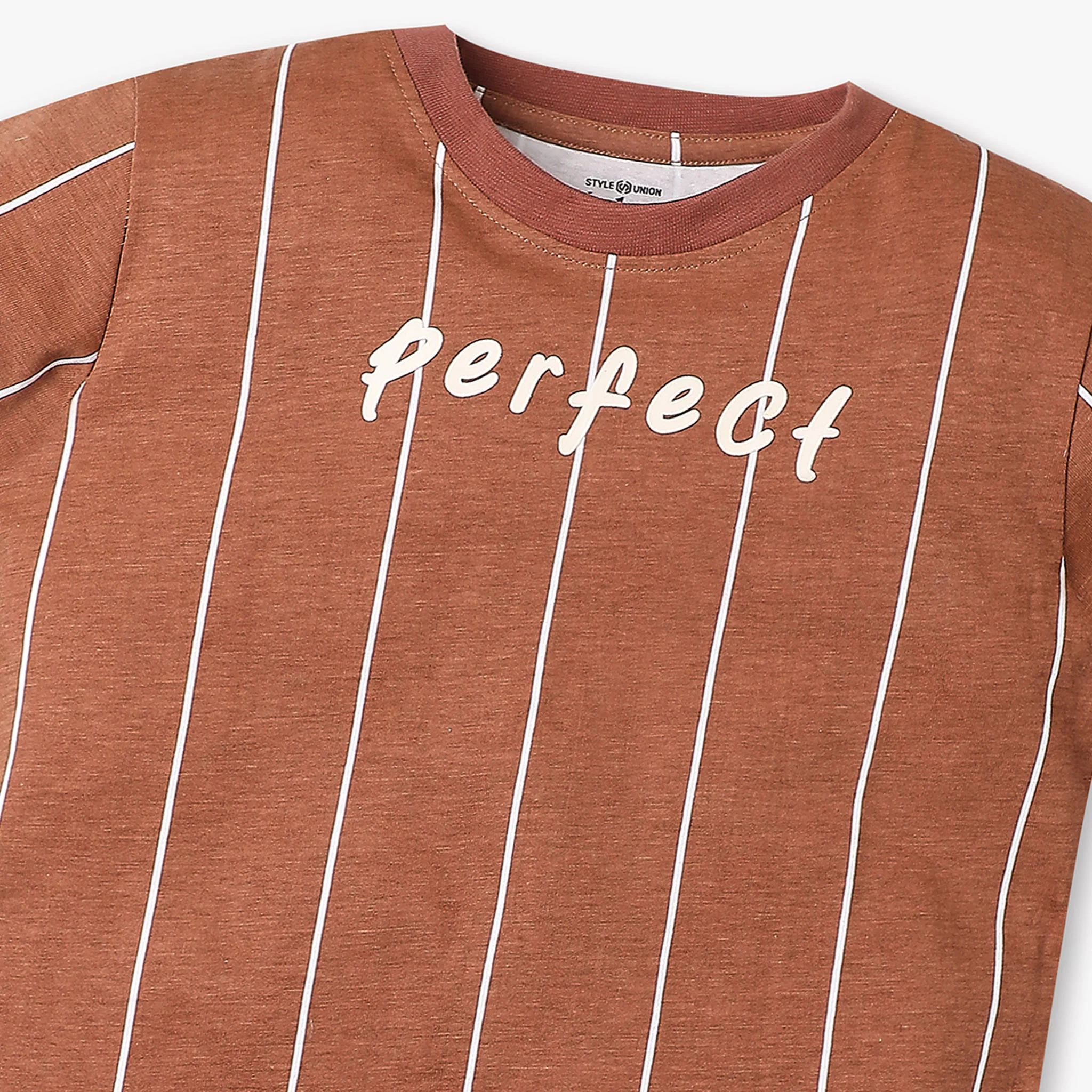 Boys Printed Vertical Striped Crew Neck Weekend T-Shirt - Image 3