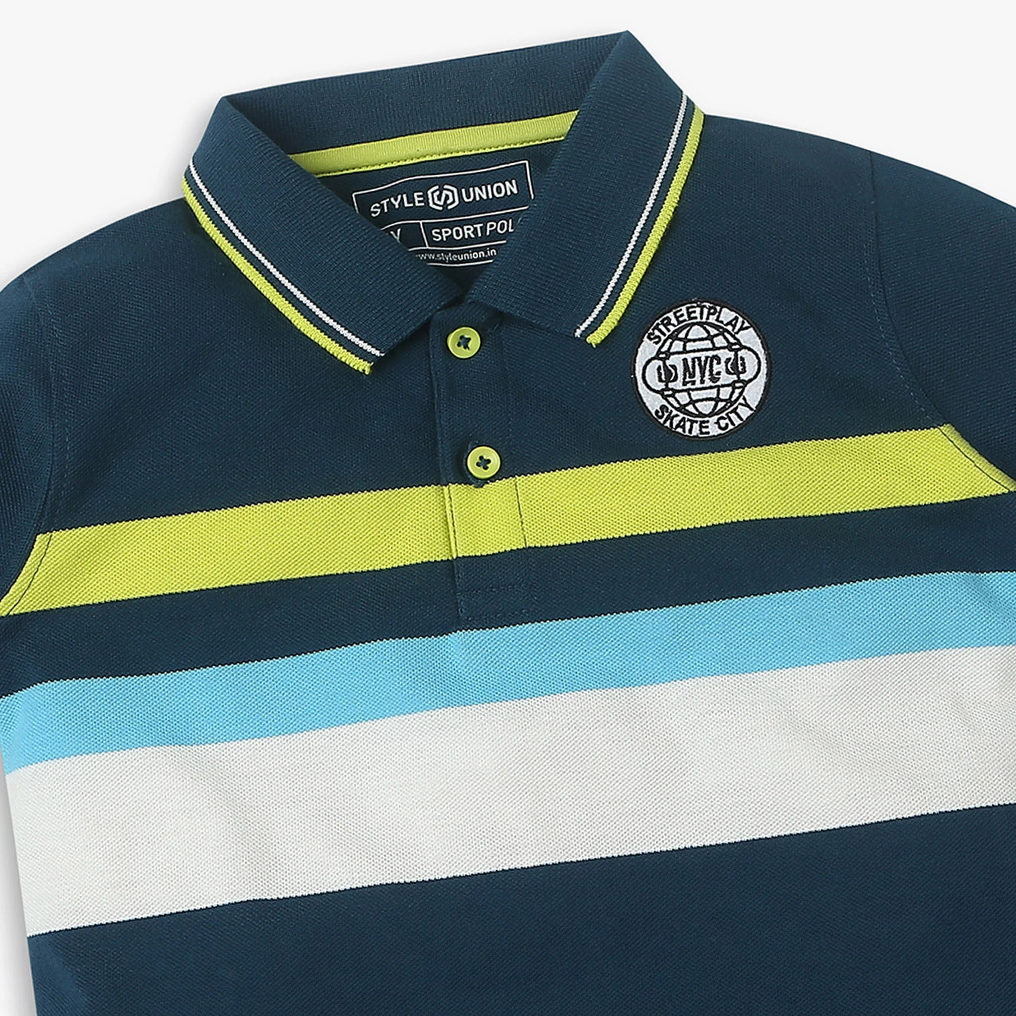 Boys Regular Fit Striped Polo T-Shirt - Image 3
