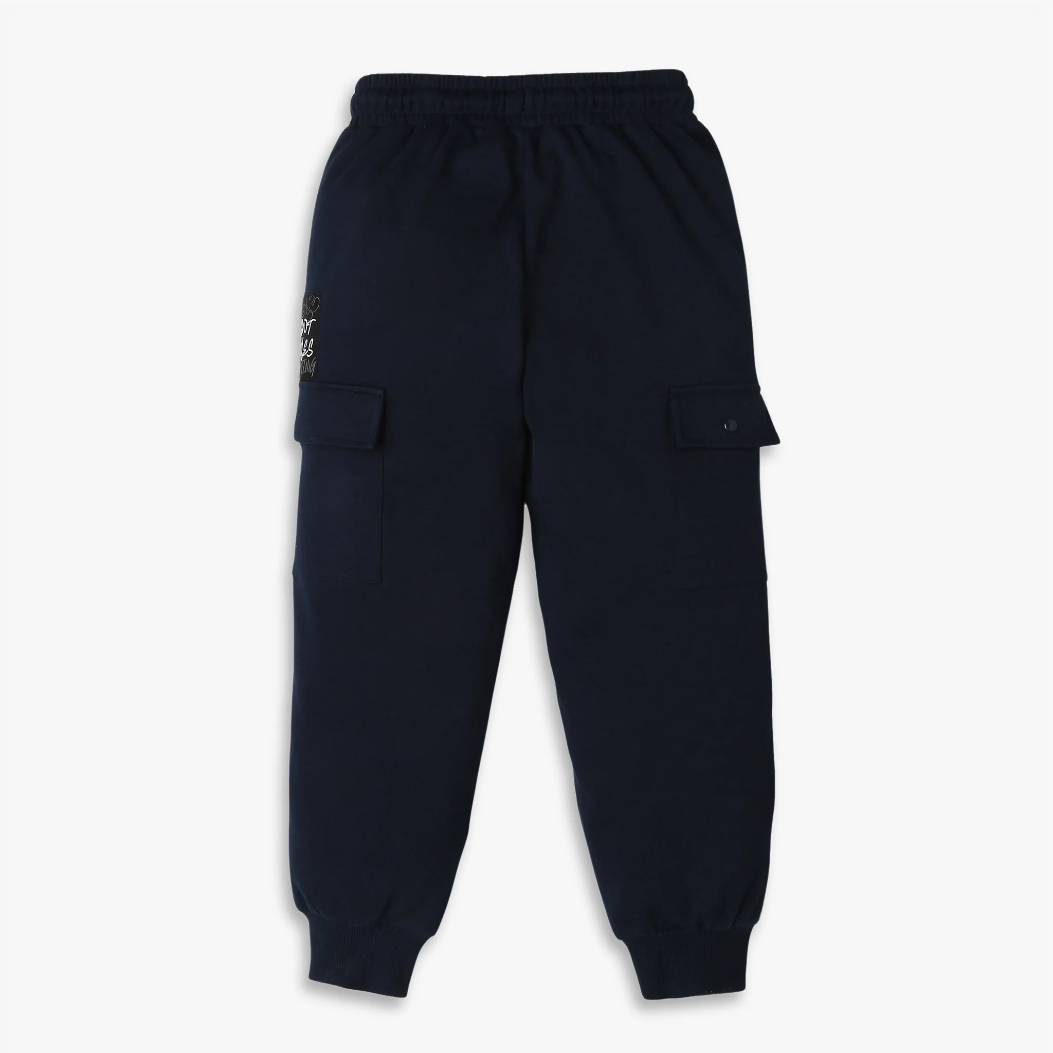 Boys Relaxed Fit Full Length Solid Joggers - Image 2