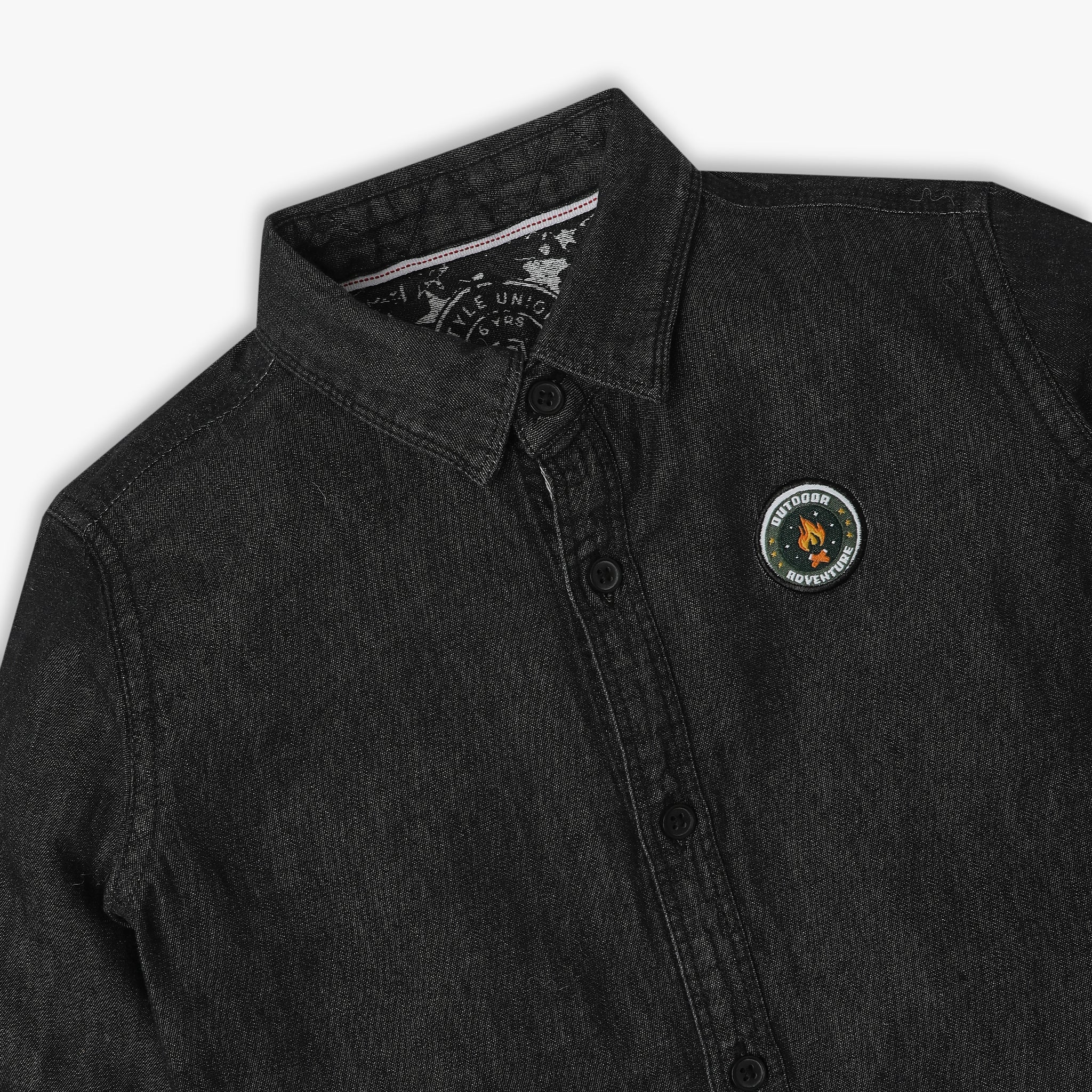 Boys Full Sleeve Relaxed Fit Solid Shirt - Image 3