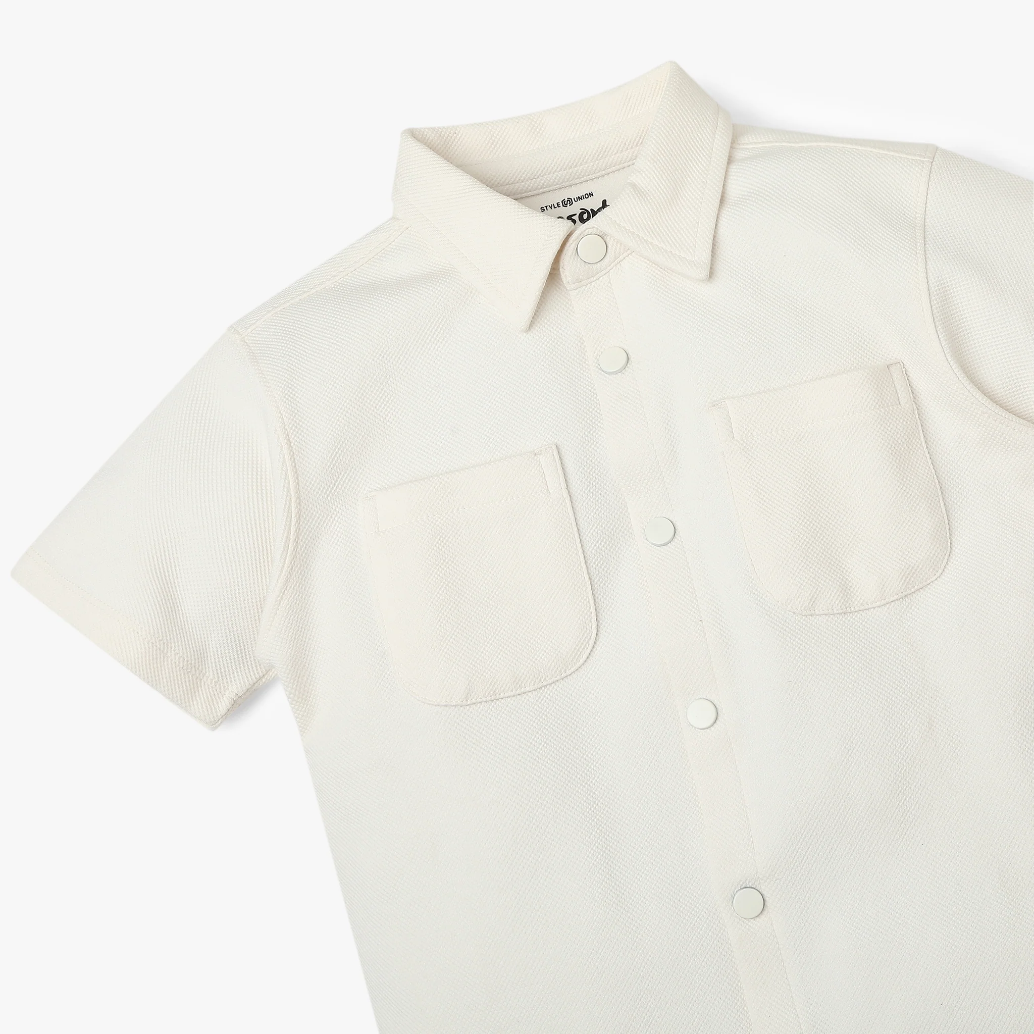Boys Shirt Collar Half Sleeve Cuban Shirt - Image 3