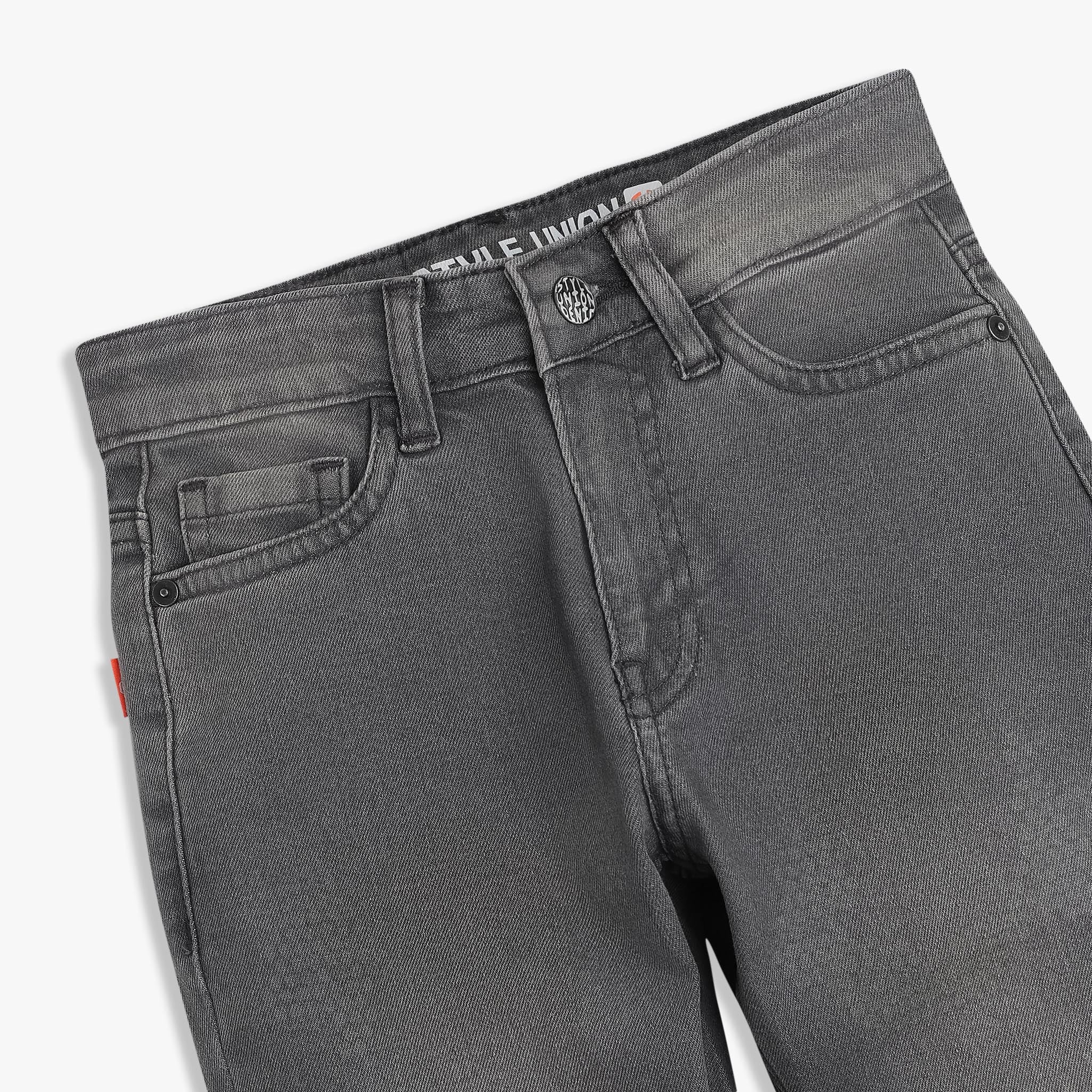 Boys Slim Fit Heavily Washed Camo Laser Print Jeans - Image 3