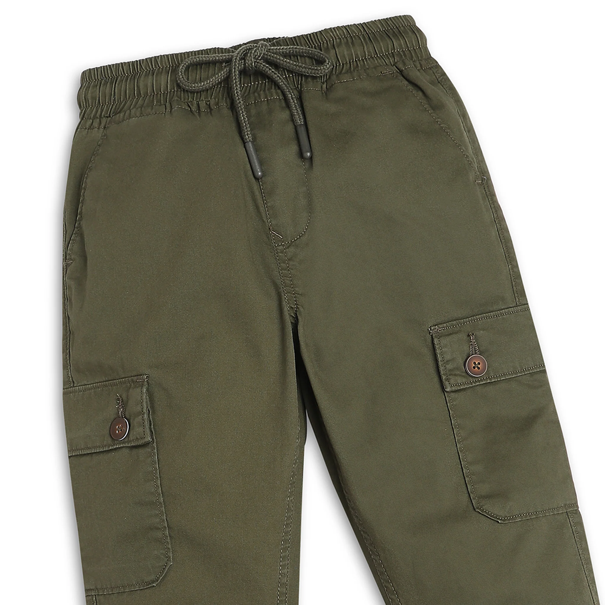 Boys Solid Full Length Cargos - Image 3