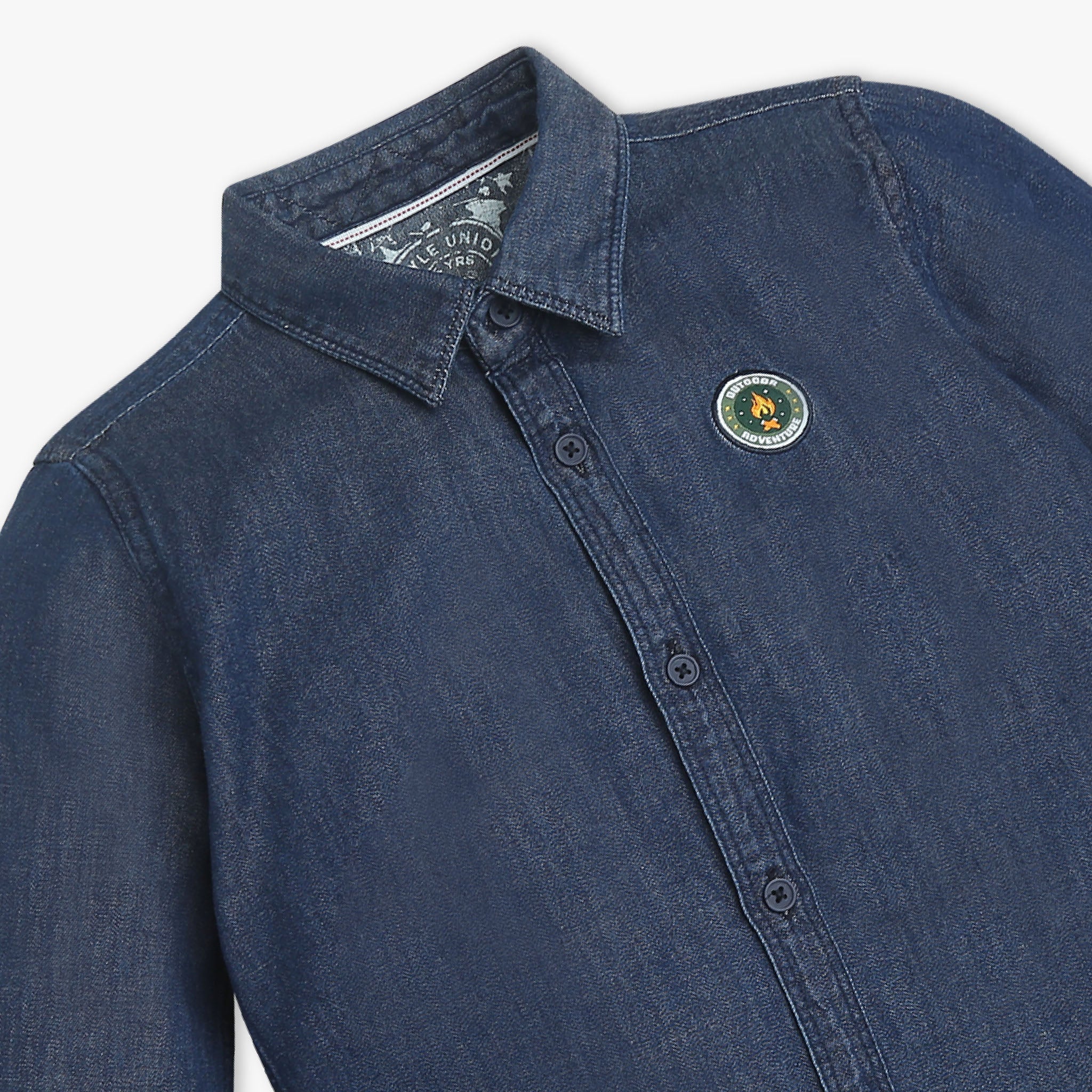 Boys Full Sleeve Shirt Collar Relaxed Fit Solid Shirt - Image 3