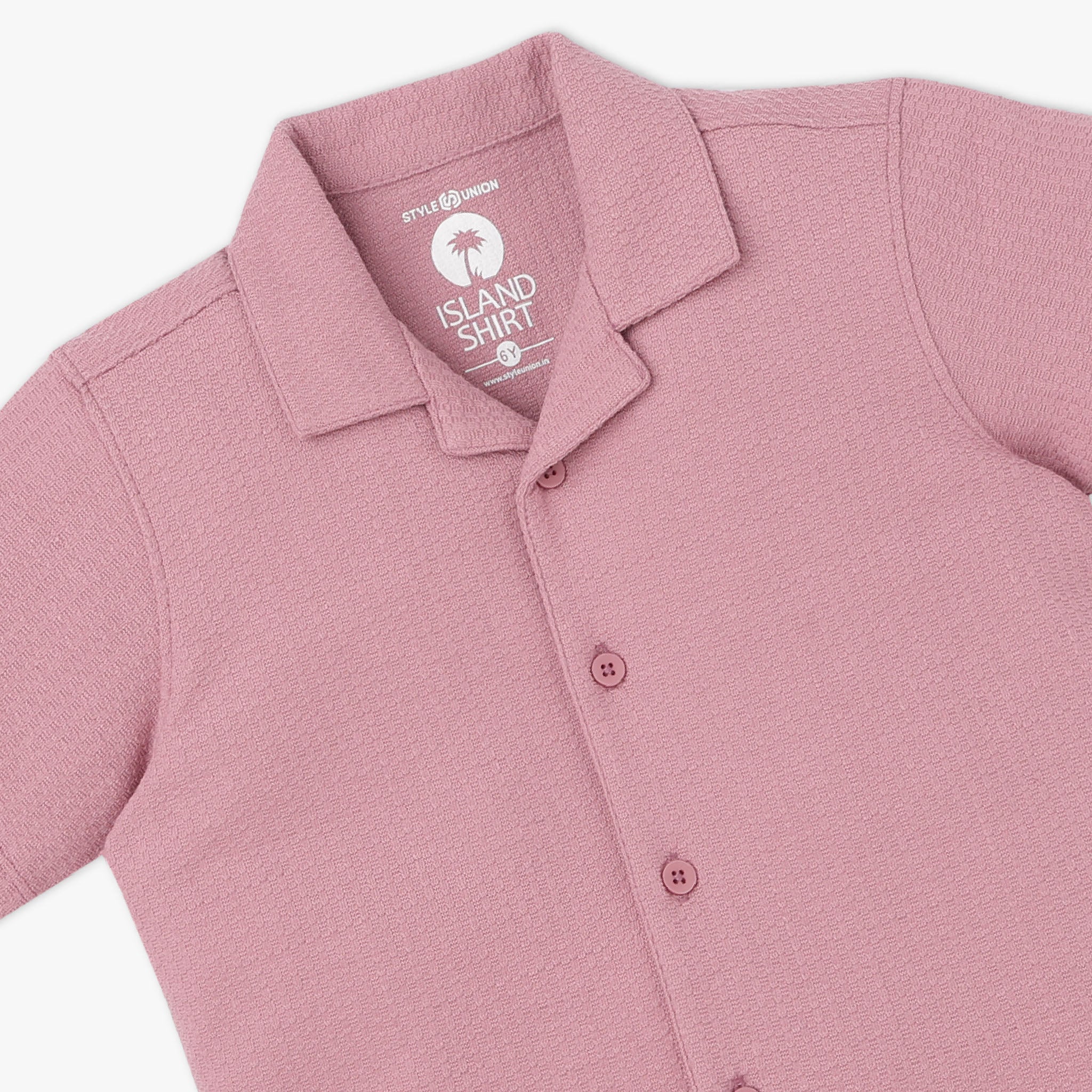 Boys Half Sleeve Solid Lapel Collar Shirt - Image 3