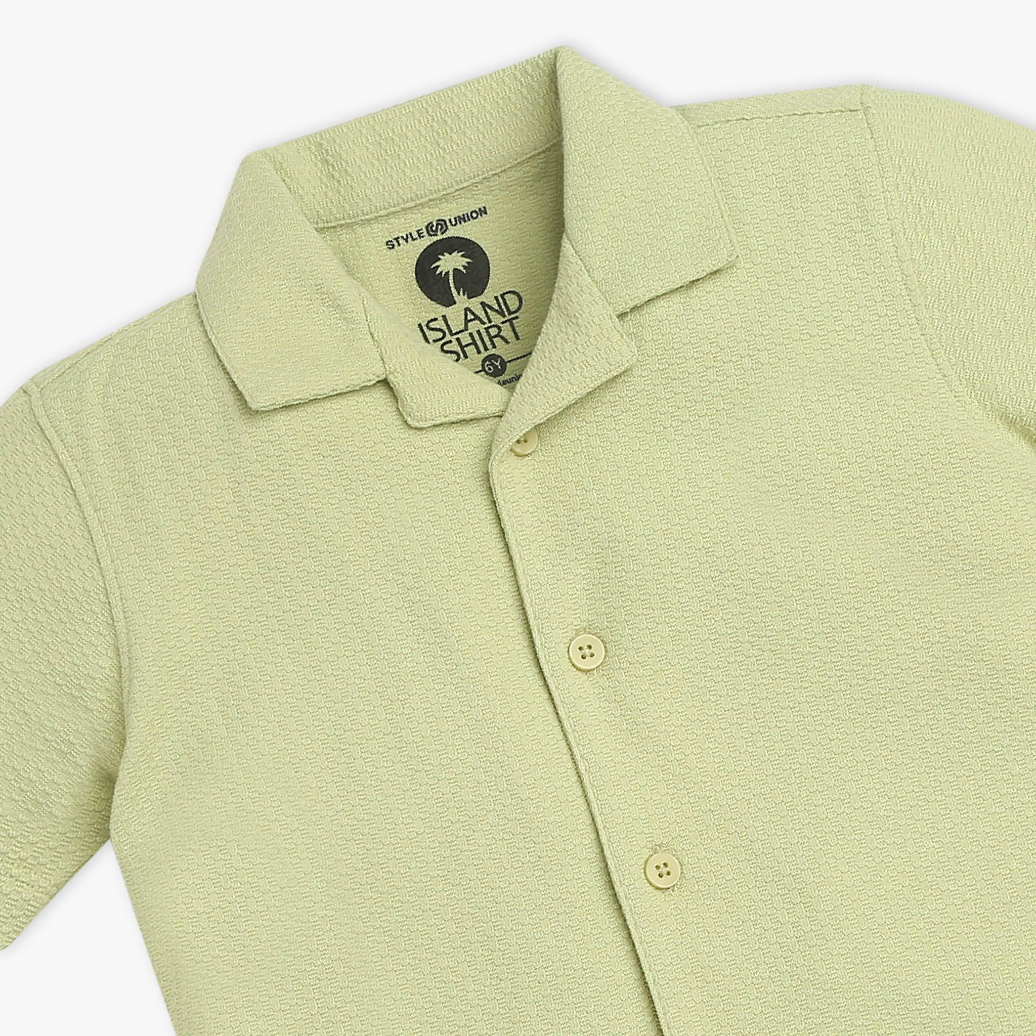 Boys Half Sleeve Solid Lapel Collar Shirt - Image 3