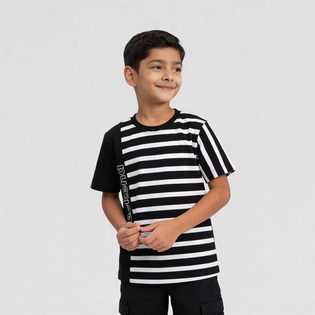 Boys Striped Crew Neck Future Squad T-Shirt - Image 2