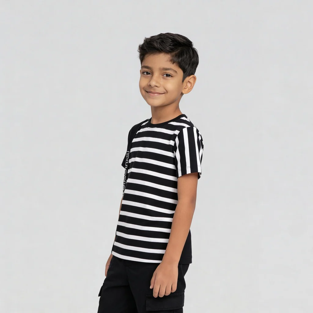 Boys Striped Crew Neck Future Squad T-Shirt - Image 5