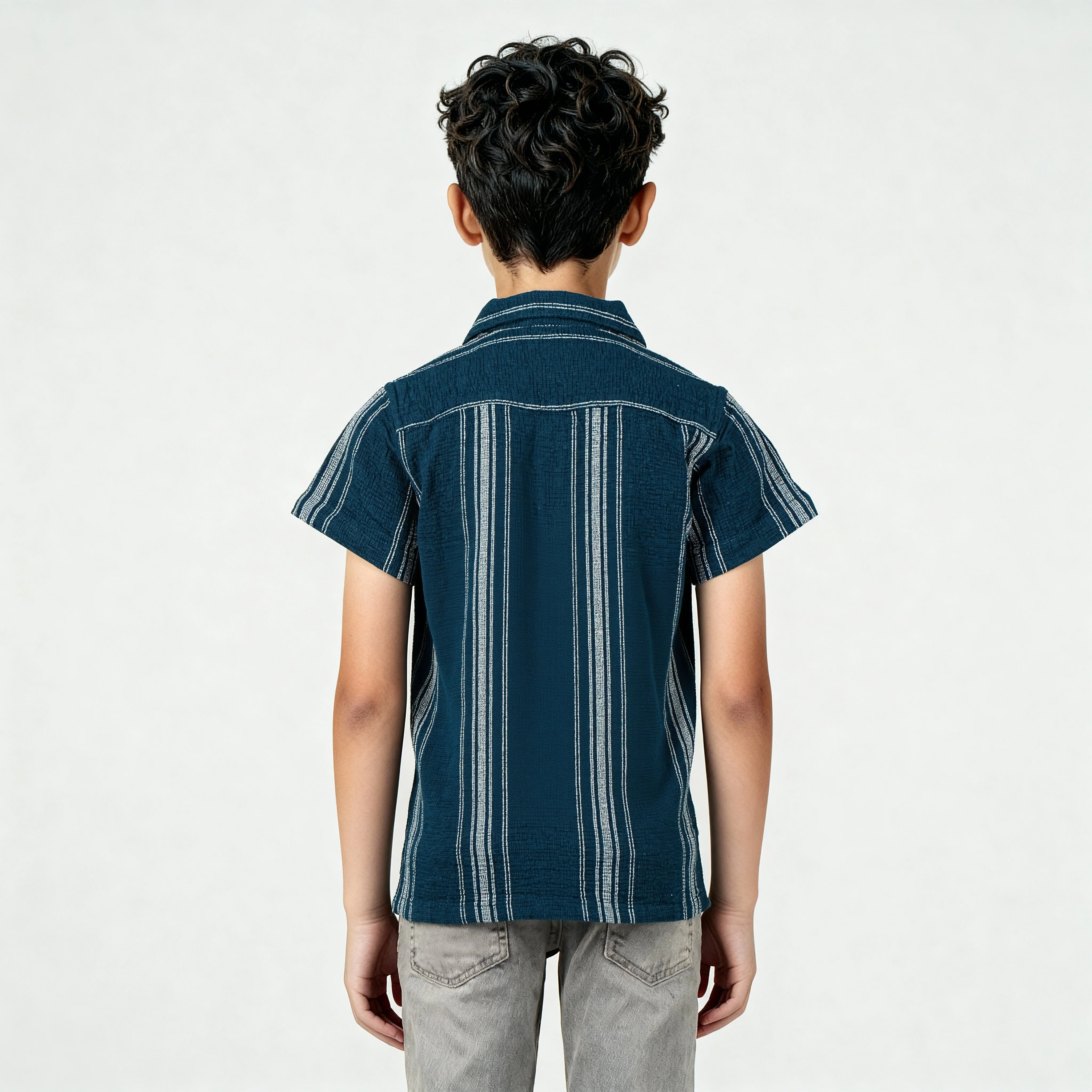 Boys Striped Cuban Shirt - Image 3
