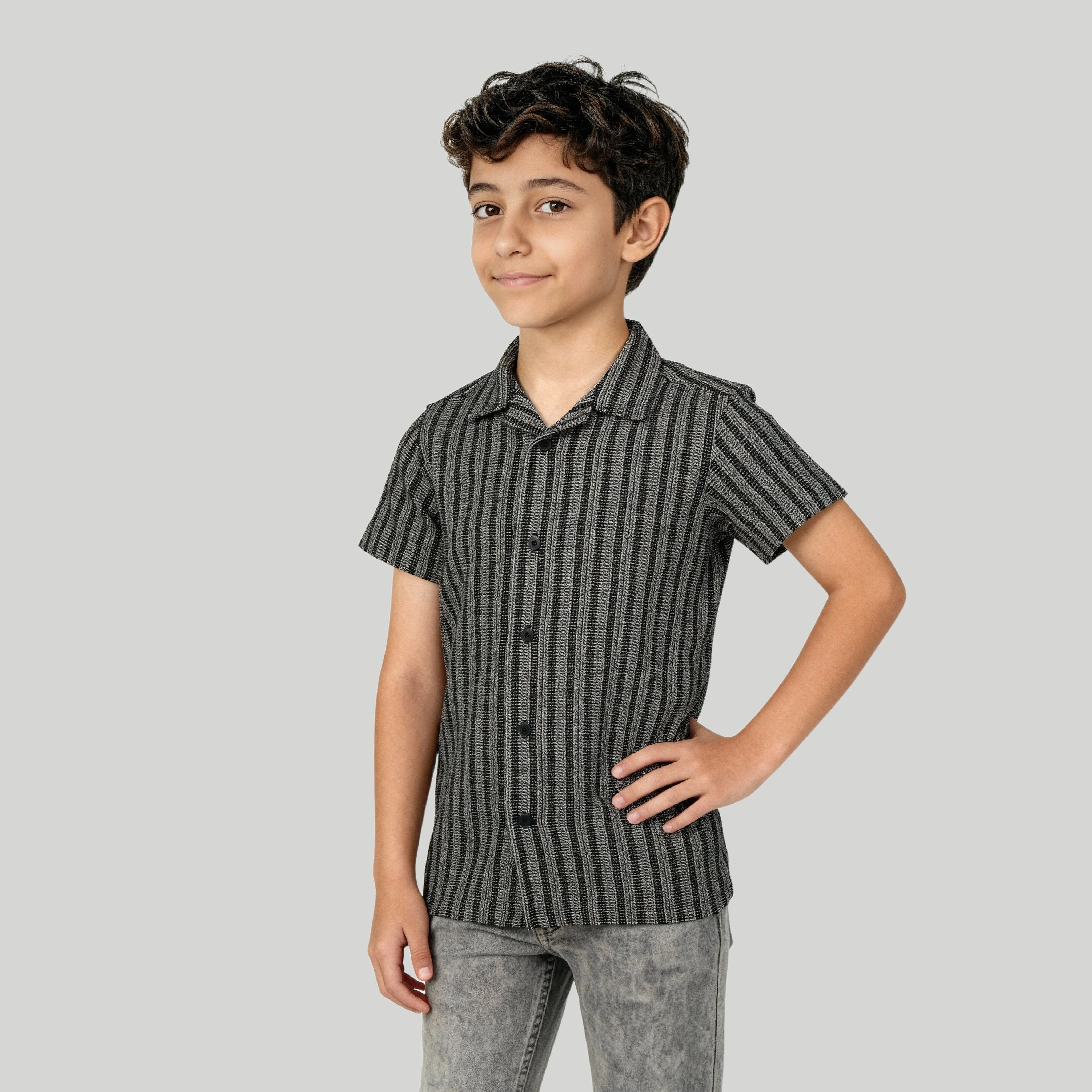 Boys Striped Cuban Shirt - Image 3