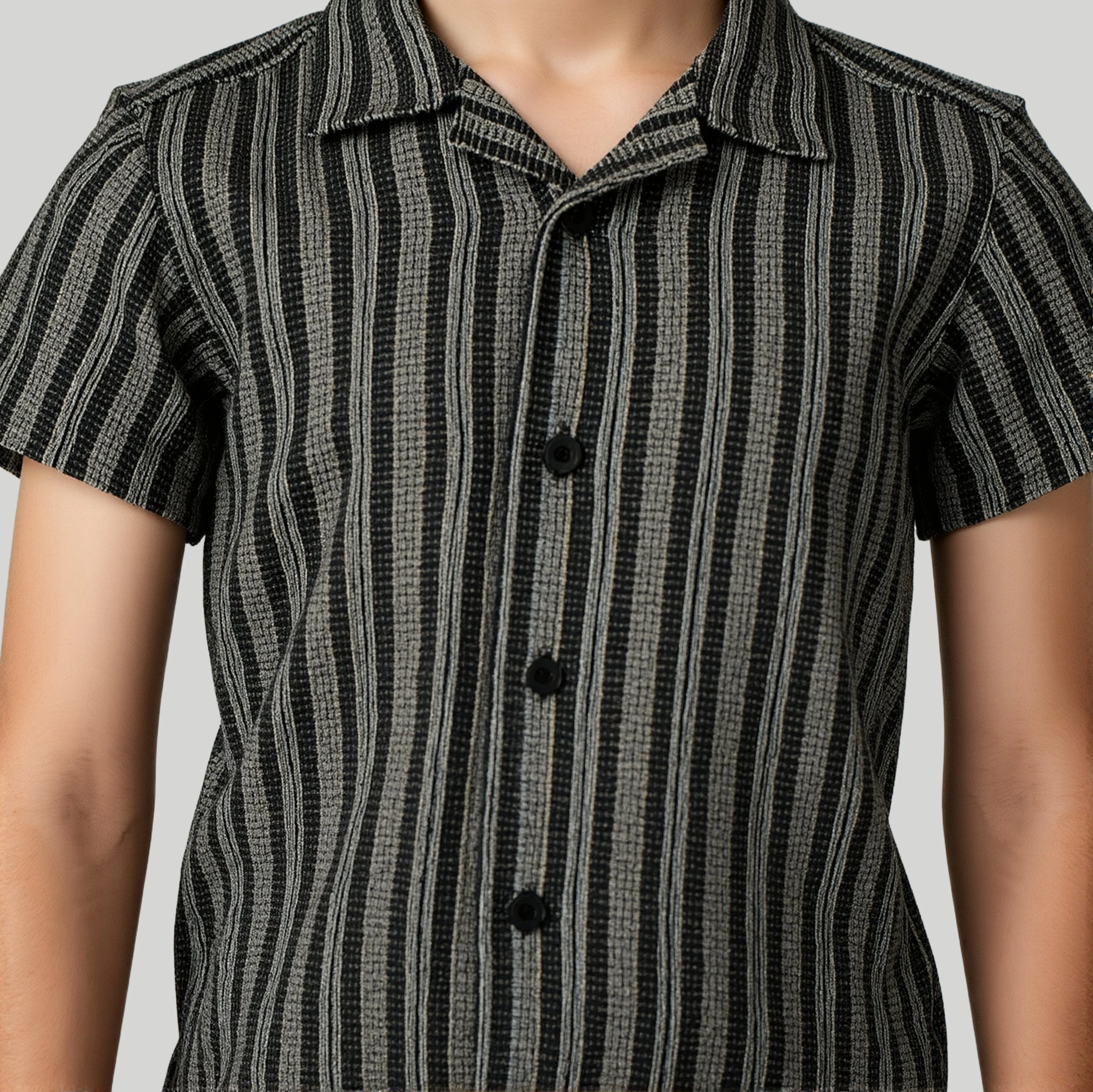 Boys Striped Cuban Shirt - Image 4