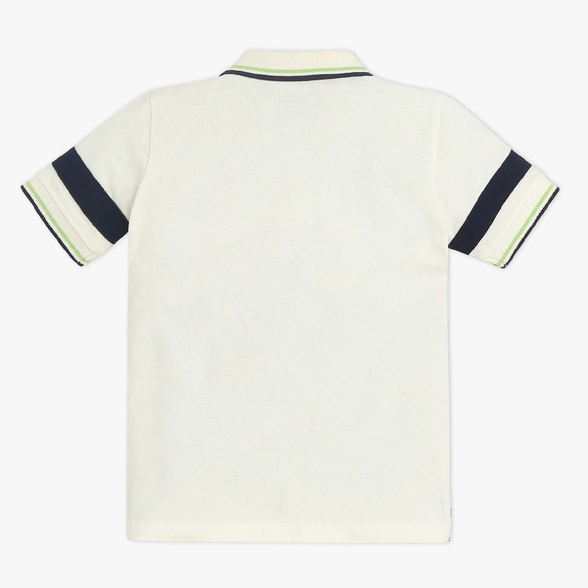 Boys Striped Polo Neck Sports Yarn Dyed T-Shirt - Image 2