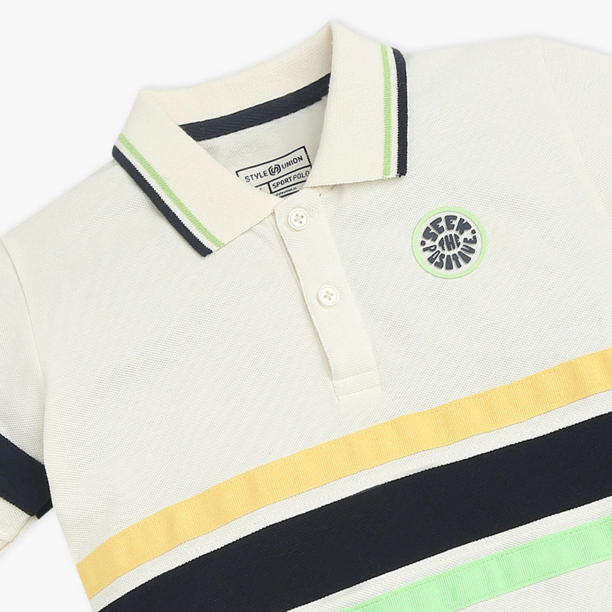 Boys Striped Polo Neck Sports Yarn Dyed T-Shirt - Image 3