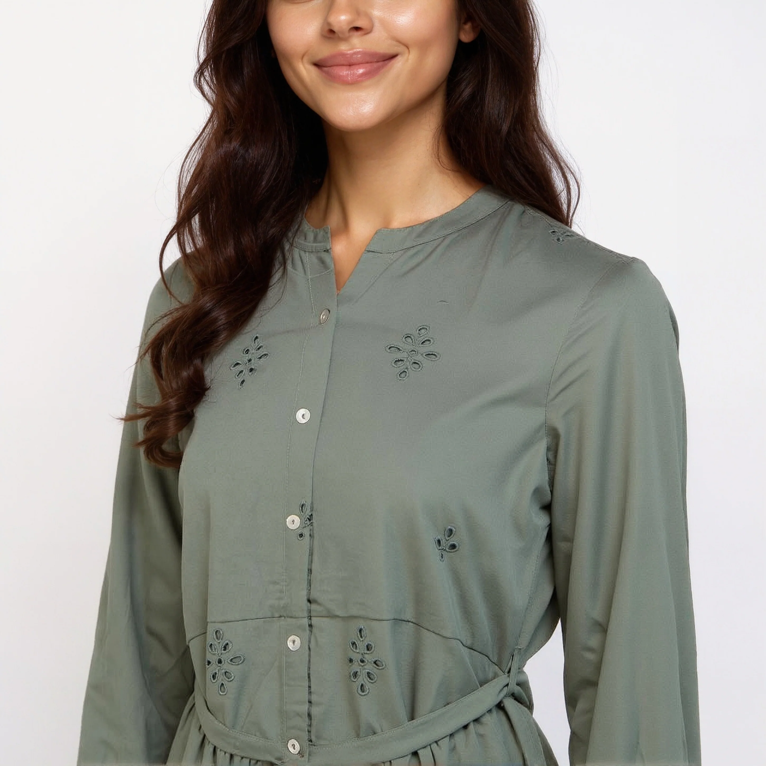 Button Down Tiered Schiffli Dress - Image 4