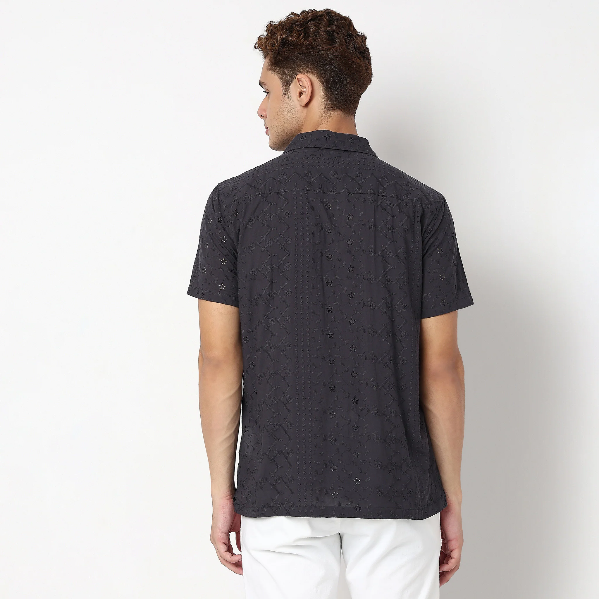 Cotton Cuban Schiffli Shirt - Image 3