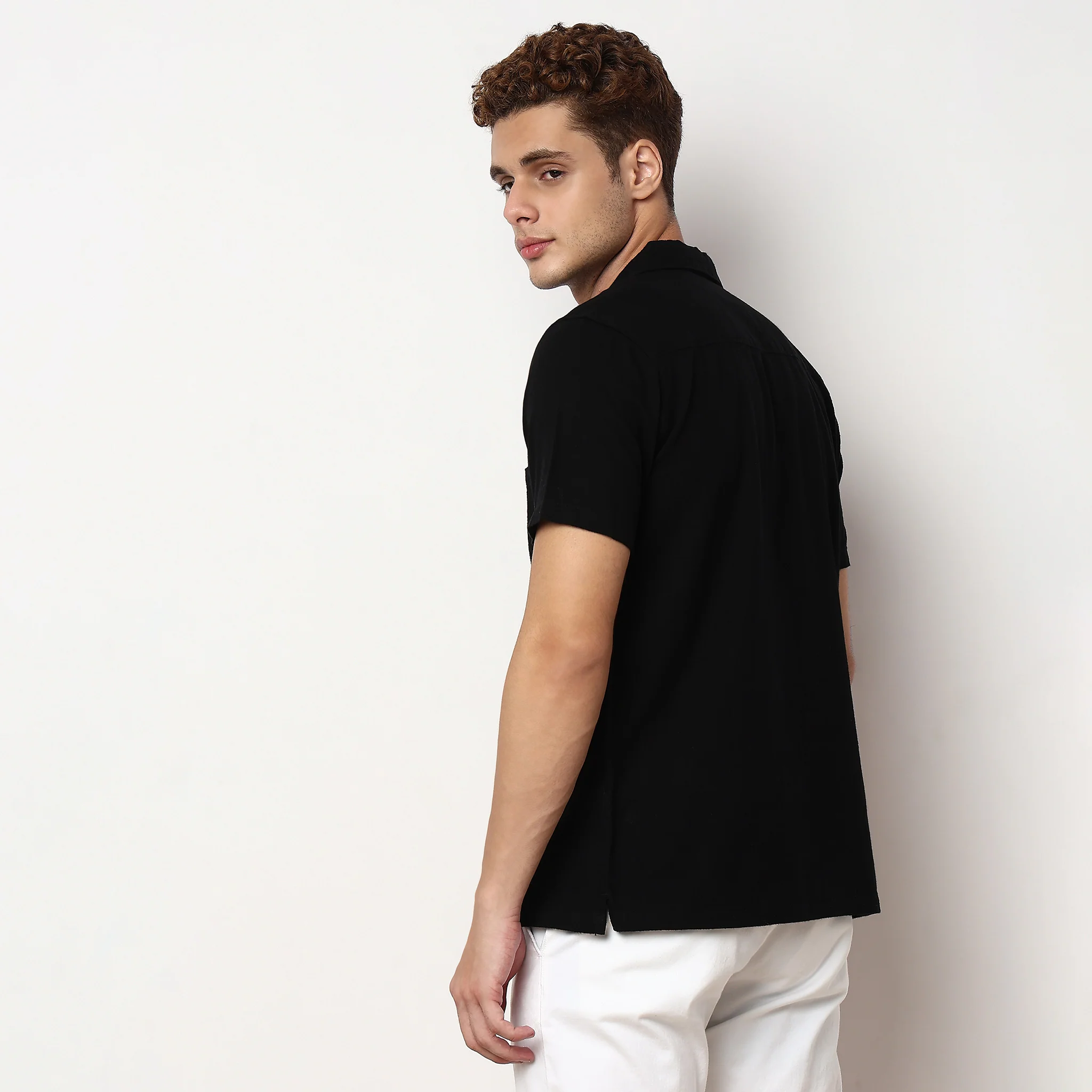Cotton Cuban Solid Shirt - Image 3