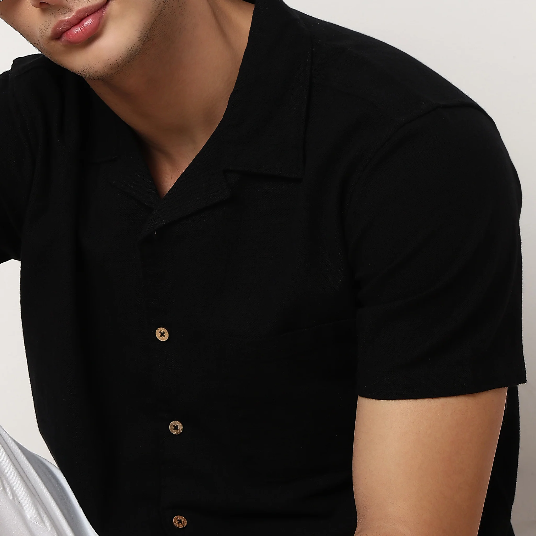 Cotton Cuban Solid Shirt - Image 4
