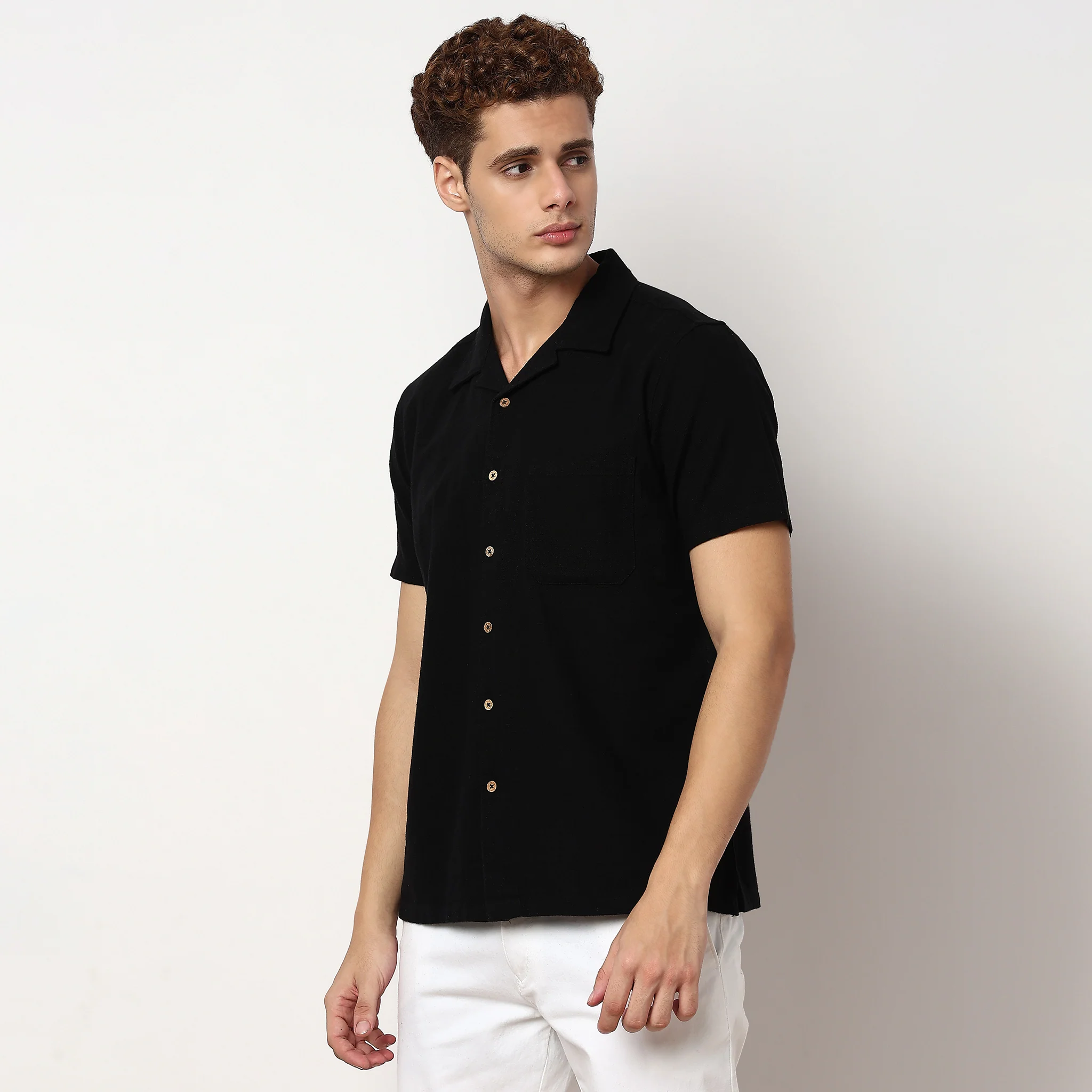 Cotton Cuban Solid Shirt - Image 5