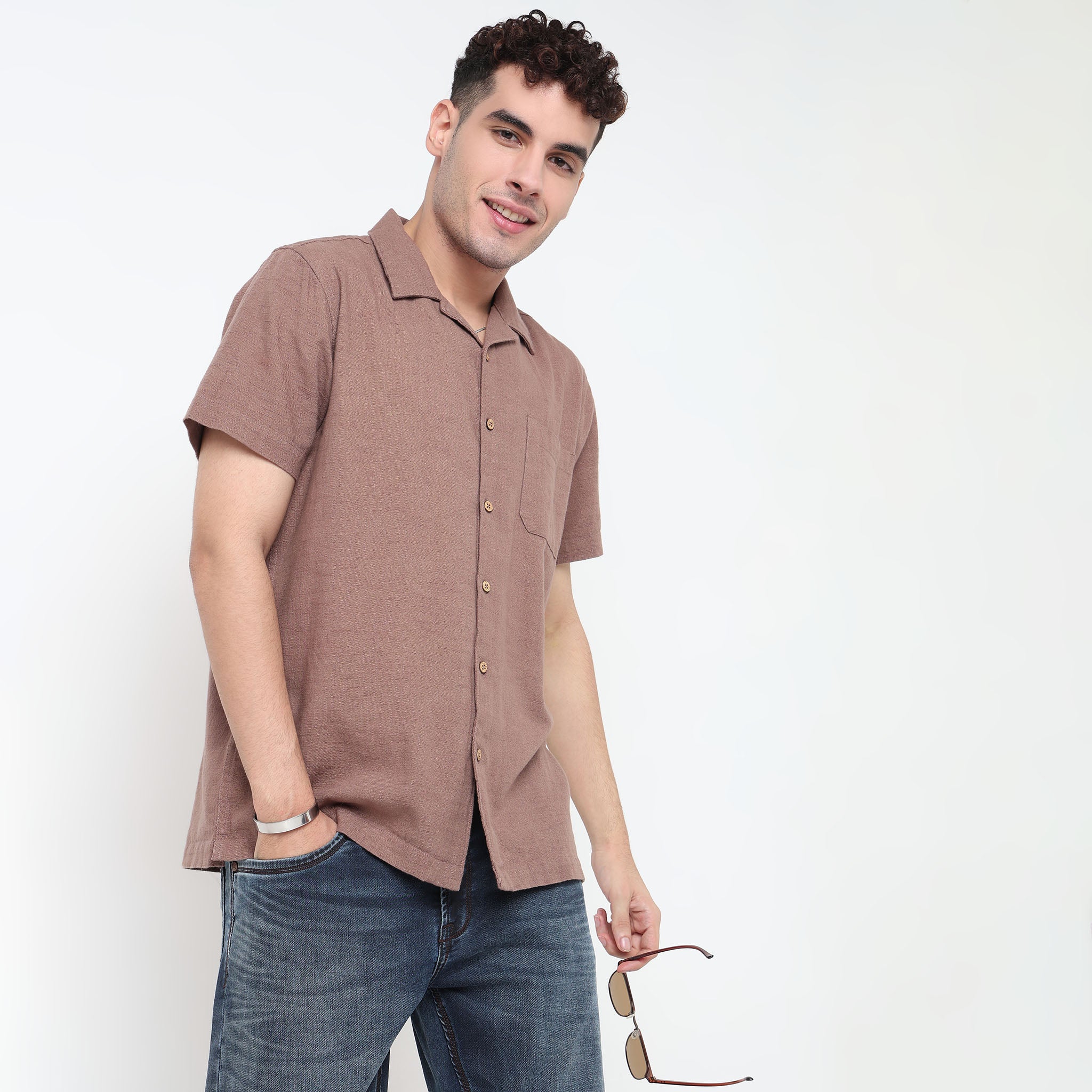 Cotton Cuban Solid Shirt - Image 6