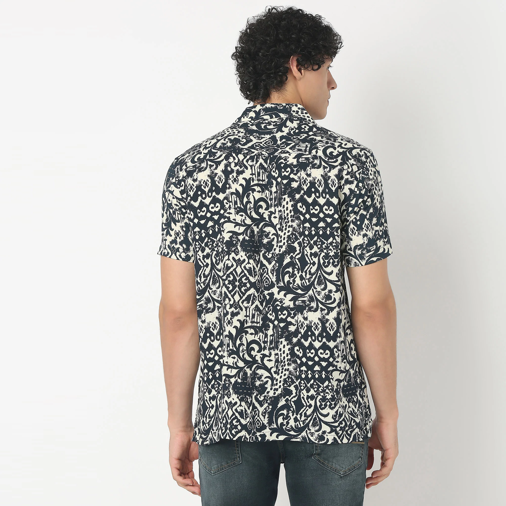 Camp Collar Half Sleeve Printed Retreat Shirt - Image 3
