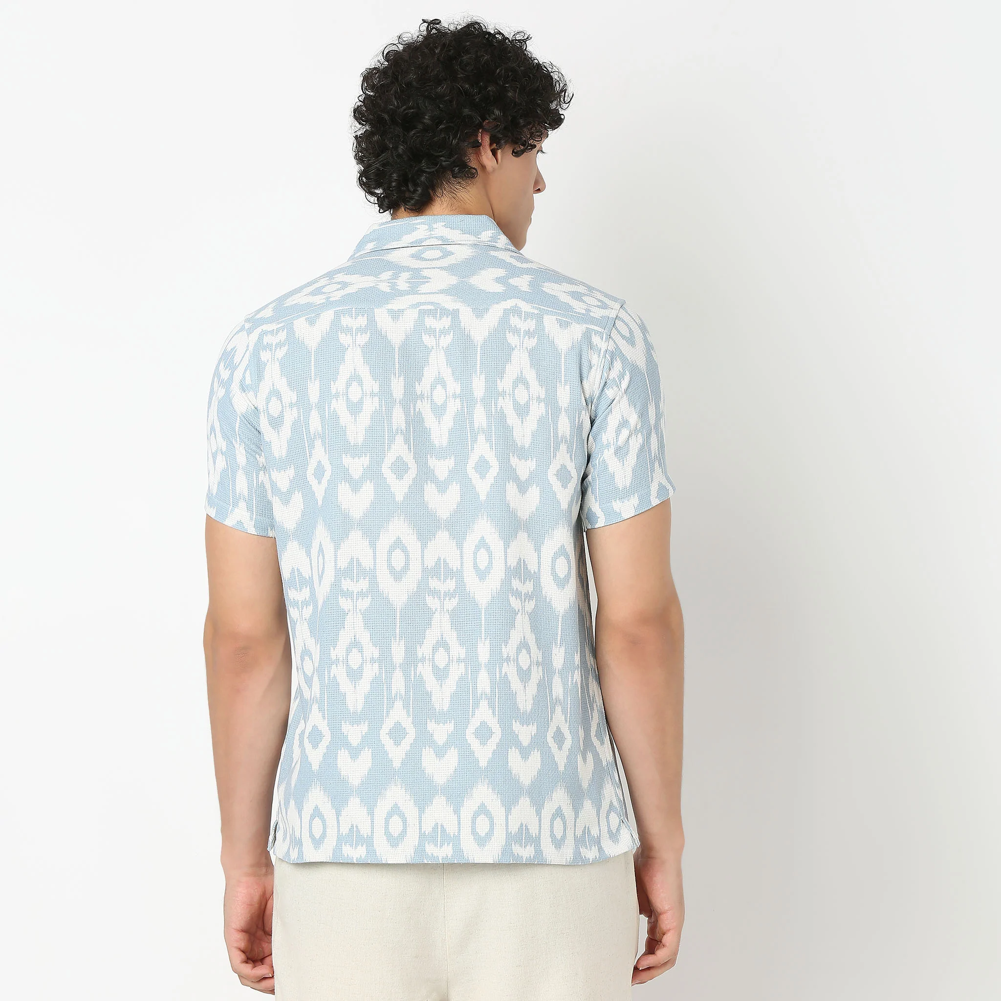 Camp Collar Half Sleeve Cuban Printed Relaxed Fit Shirt - Image 3