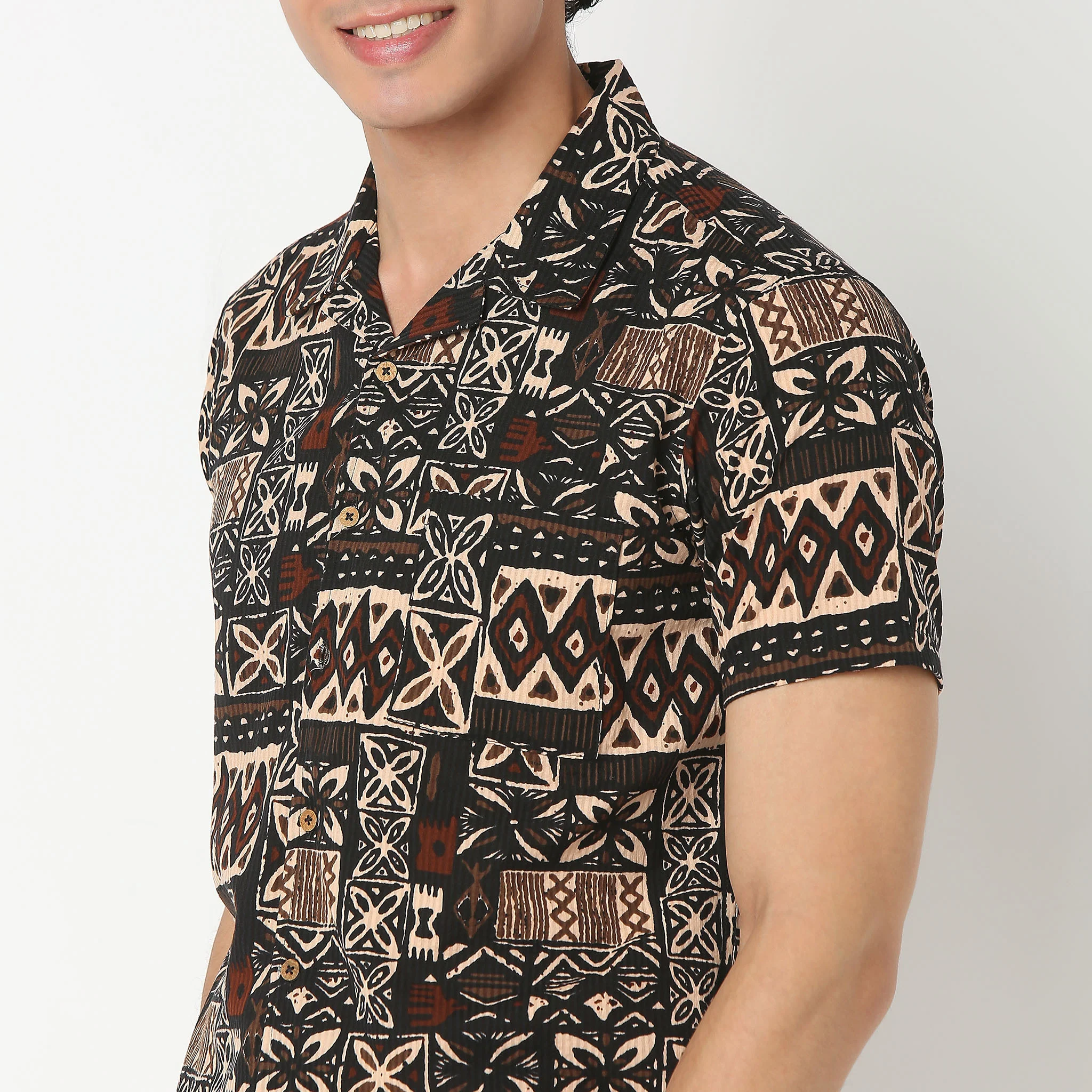 Camp Collar Half Sleeve Cuban Printed Relaxed Fit Shirt - Image 4