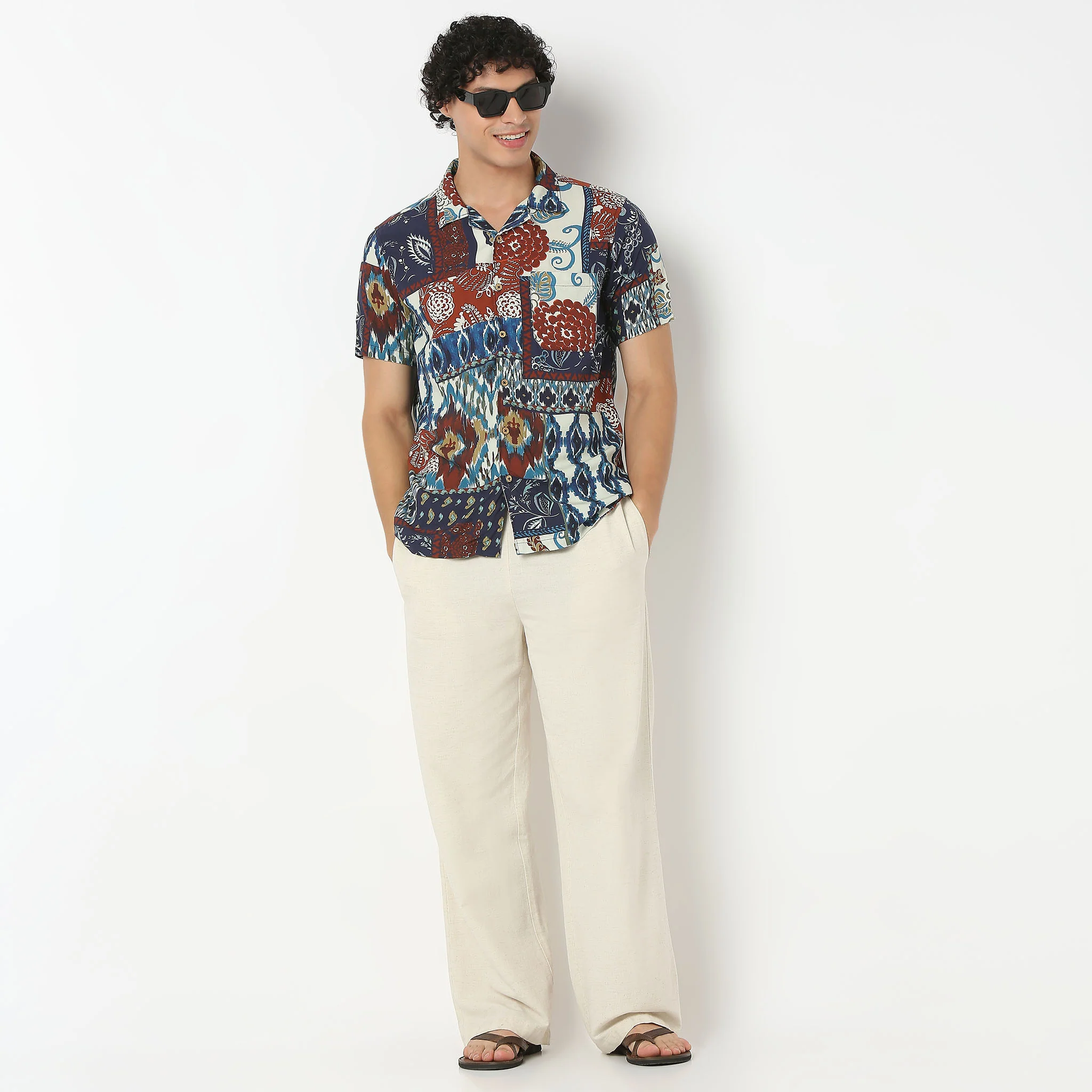 Camp Collar Half Sleeve Cuban Printed Shirt