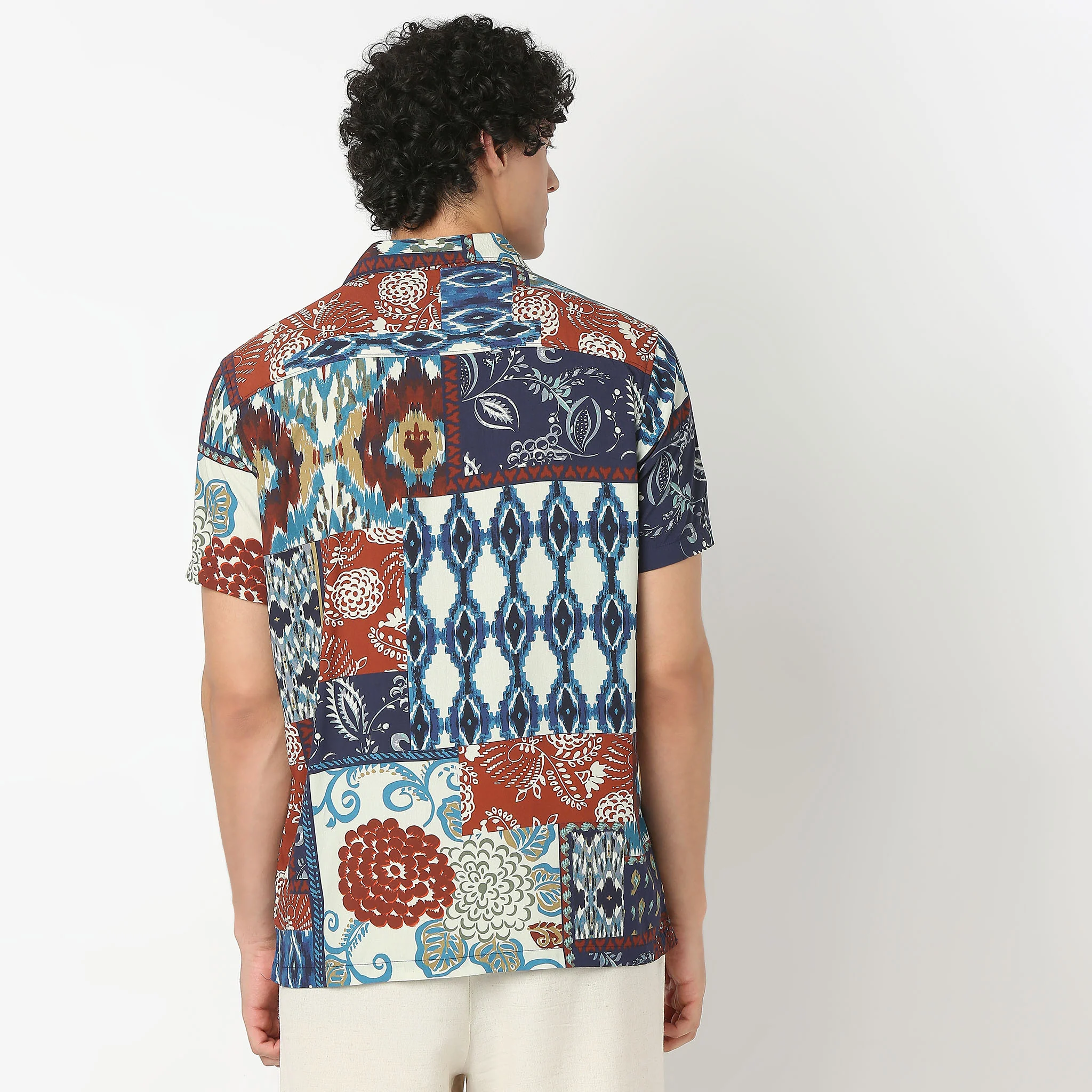 Camp Collar Half Sleeve Cuban Printed Shirt - Image 3