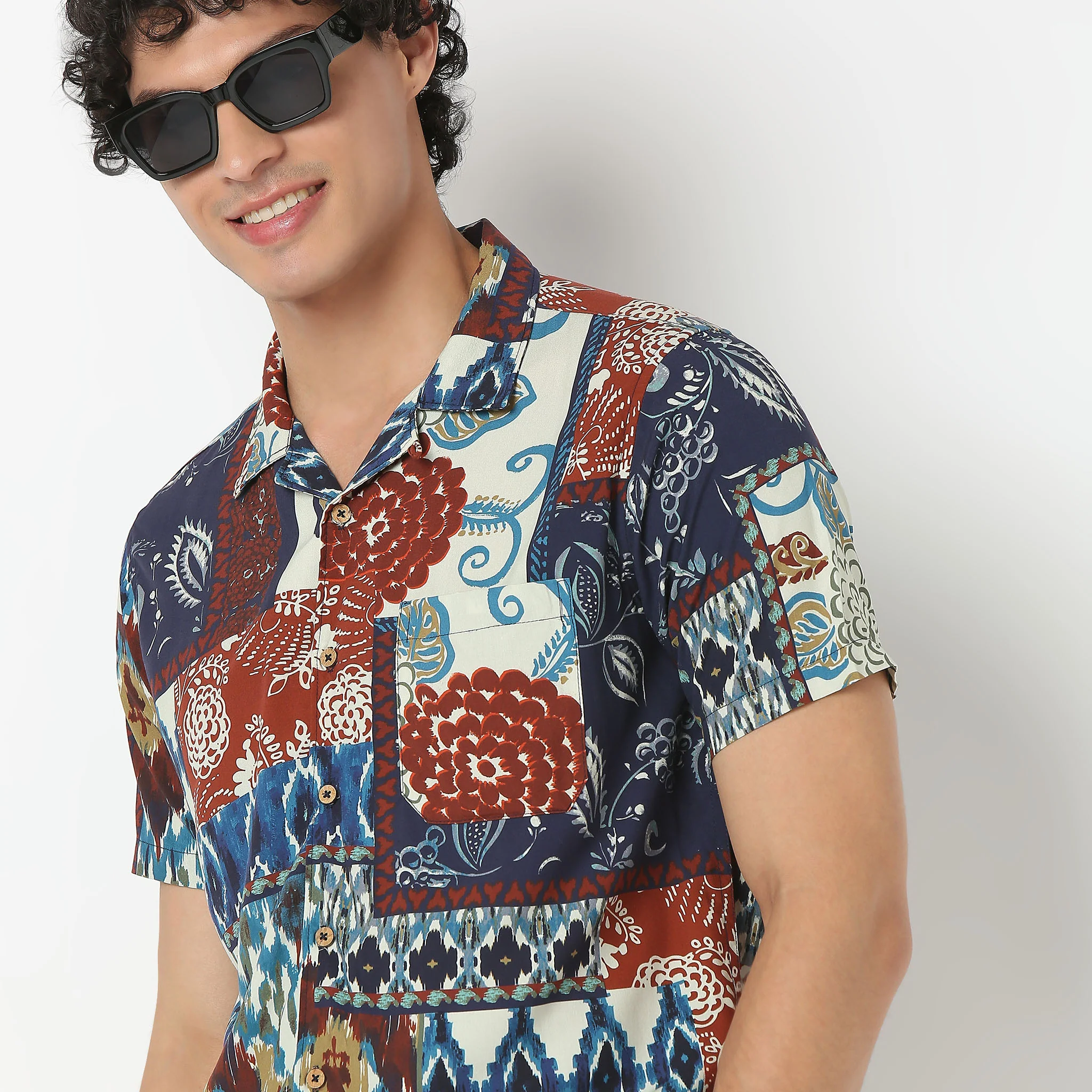 Camp Collar Half Sleeve Cuban Printed Shirt - Image 4