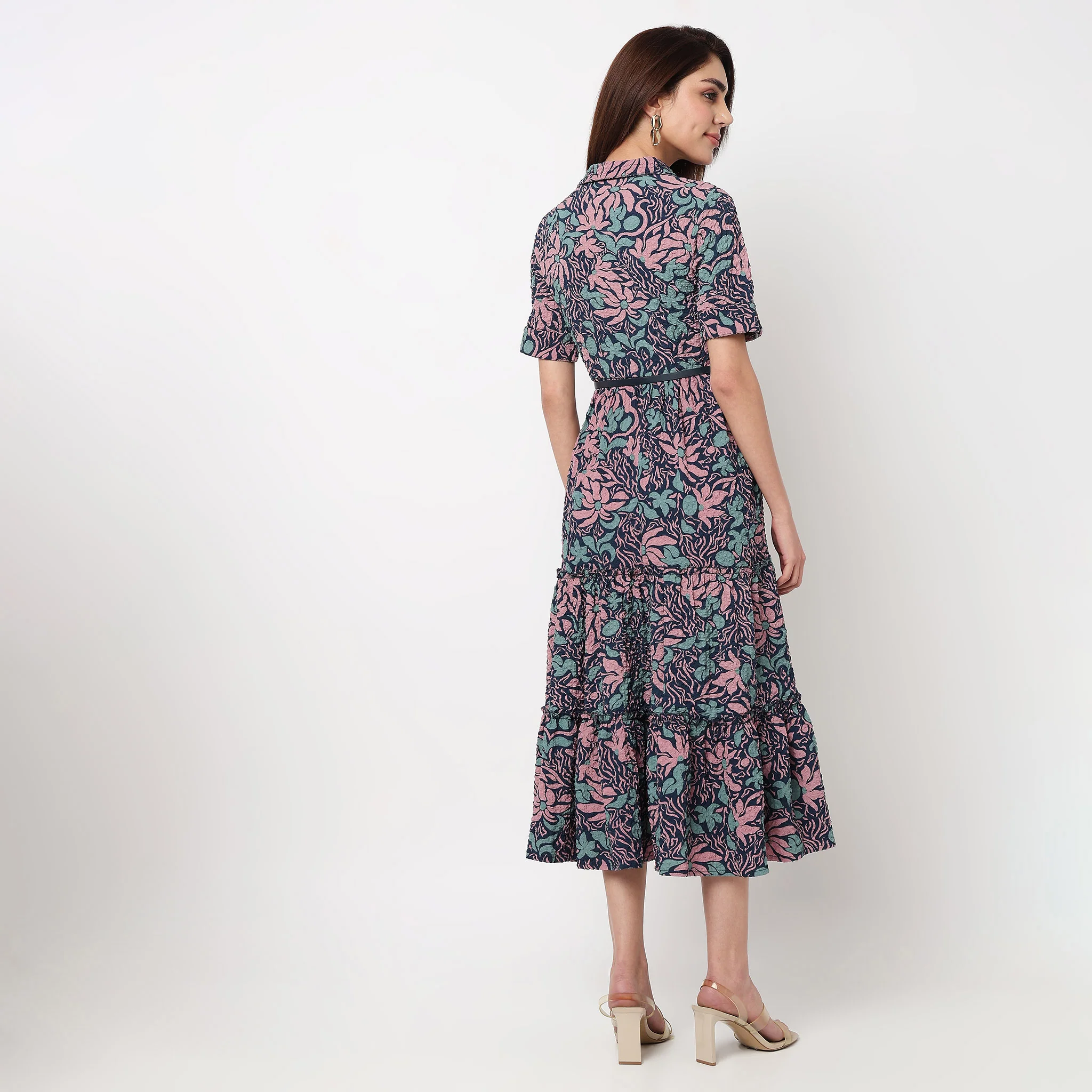 Camp Collar Tiered Shirt Dress - Image 3