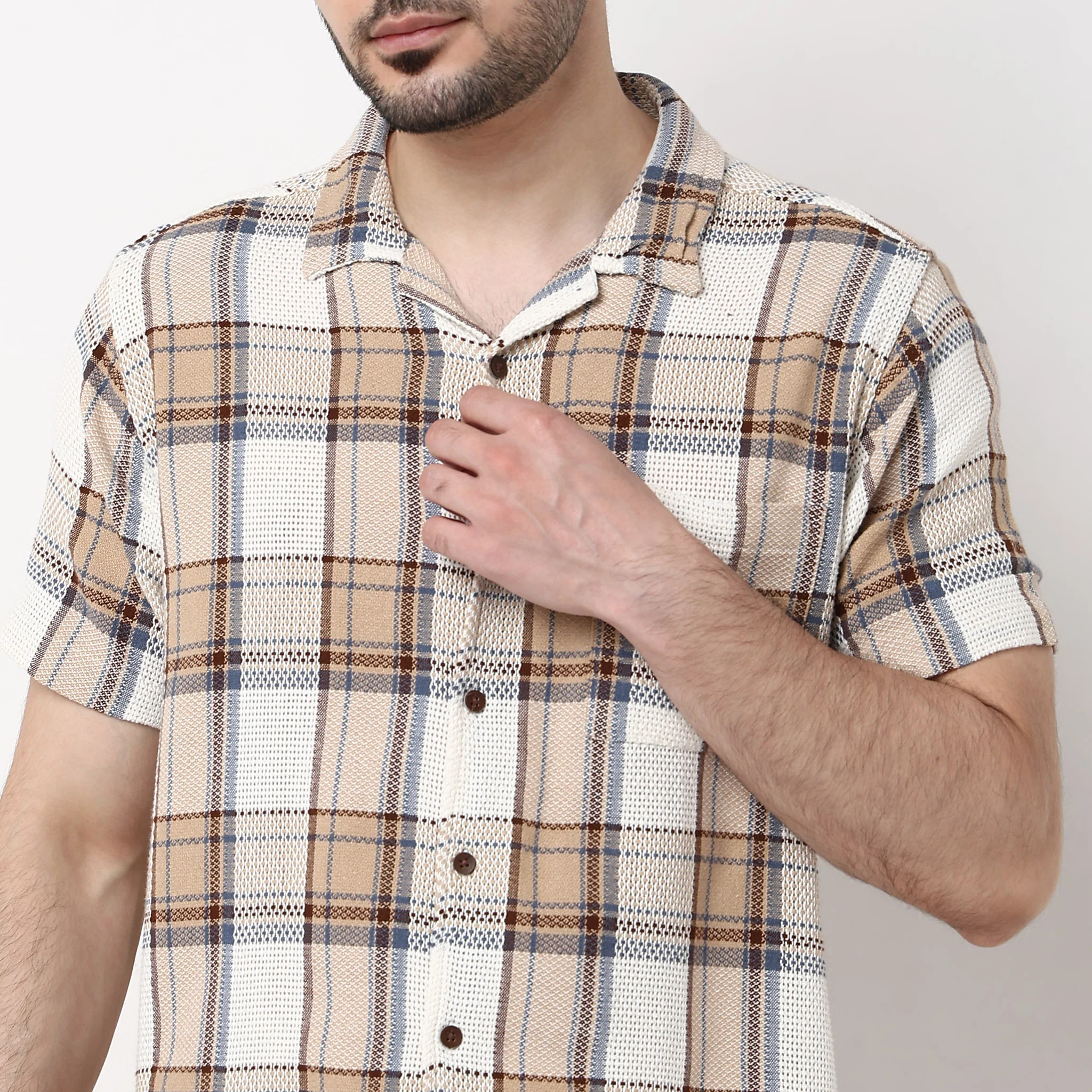 Camp Collar Yarn Dyed Half Sleeve Cuban Shirt - Image 4