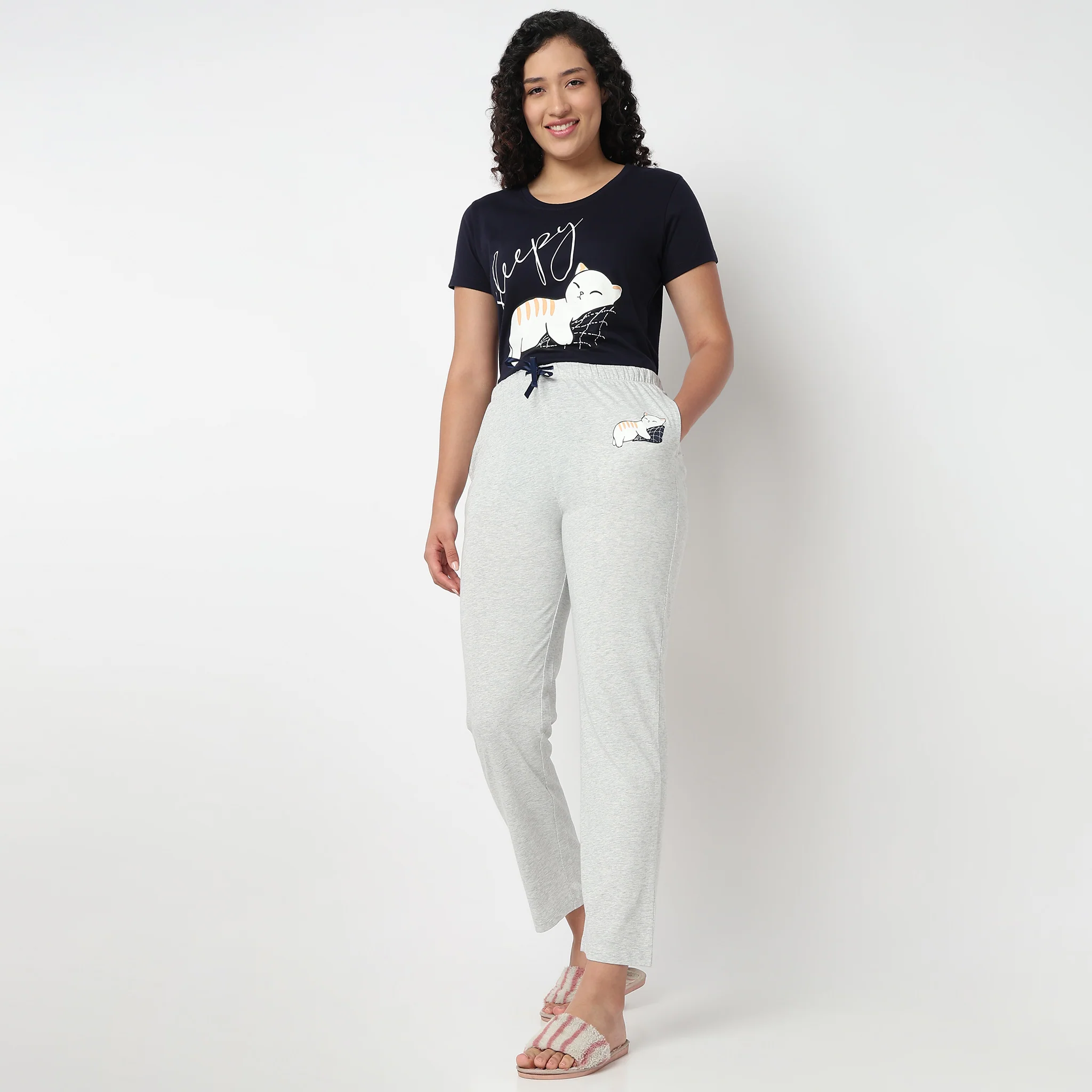 Cat Motif Mid Rise Lounge Pyjama