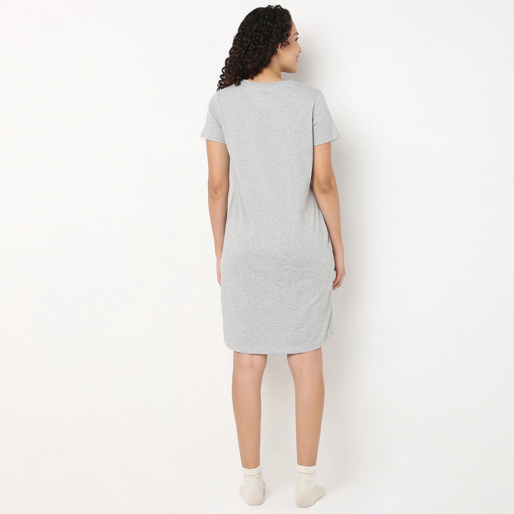 Cat Print Cotton Short Night Gown - Image 3